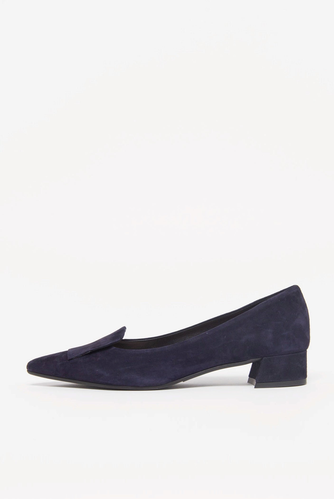 swatch_Navy Suede low heel pump shoes