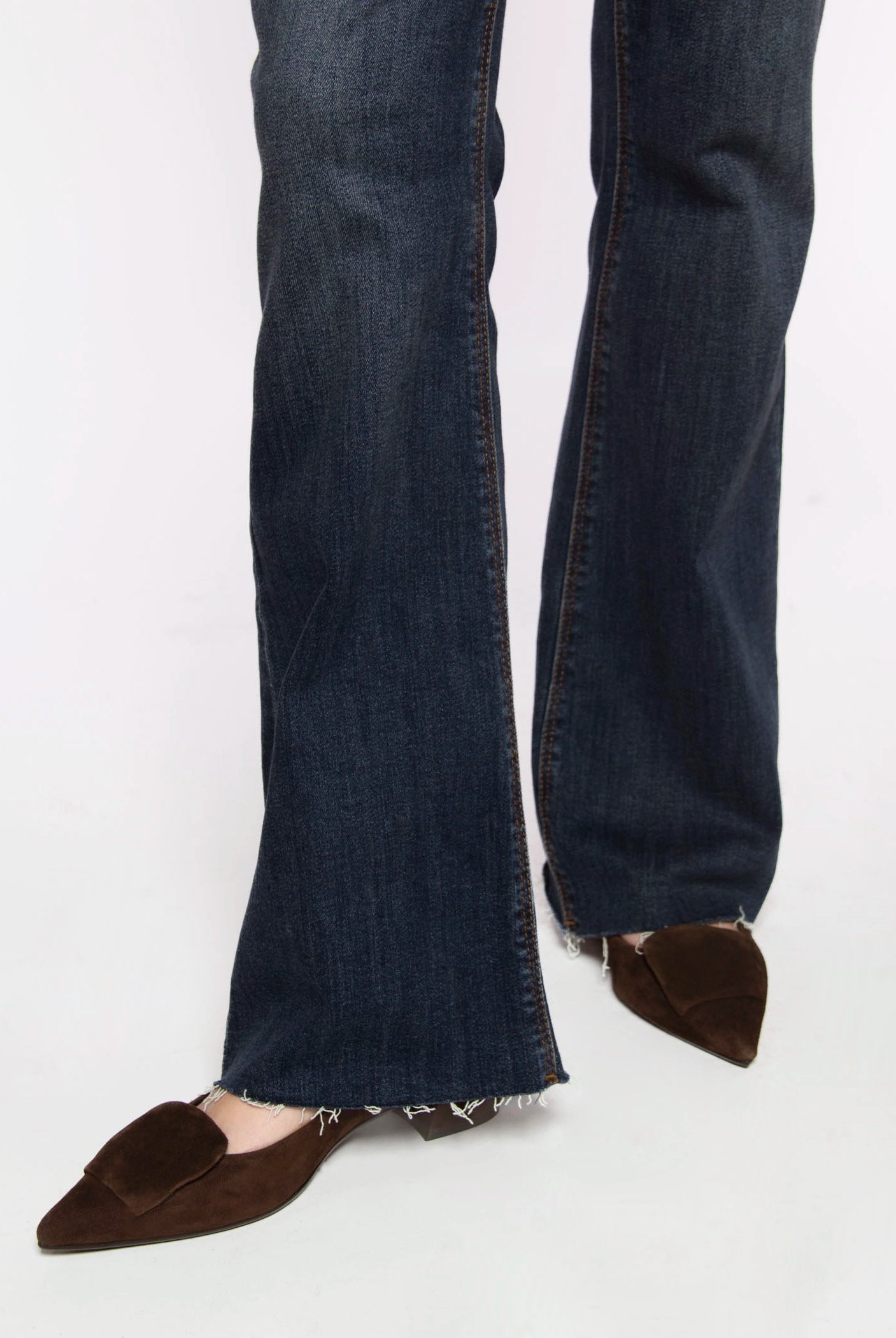 swatch_Dark Brown Suede low heel pump shoes