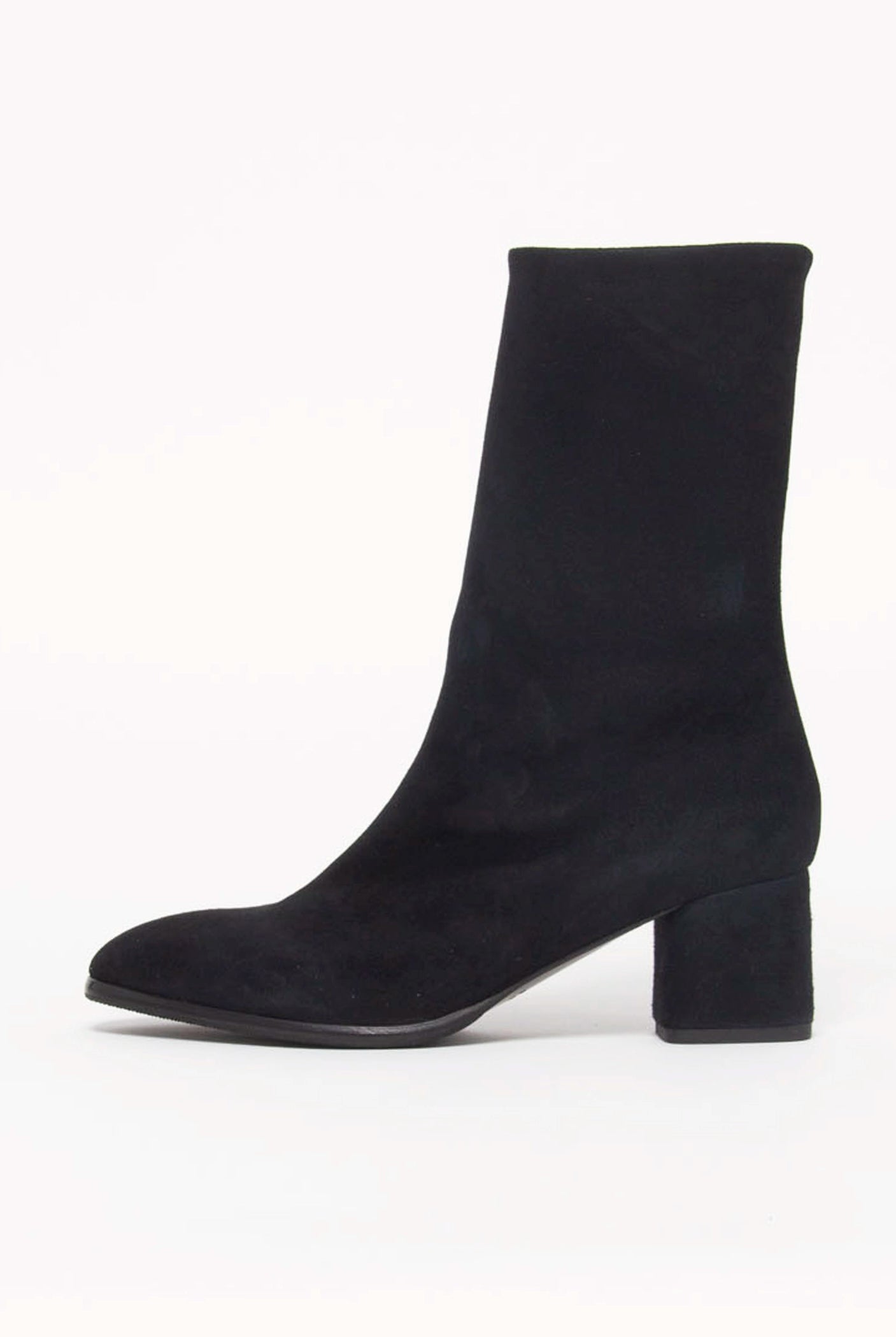 swatch_Black Suede stretch suede bootie boots