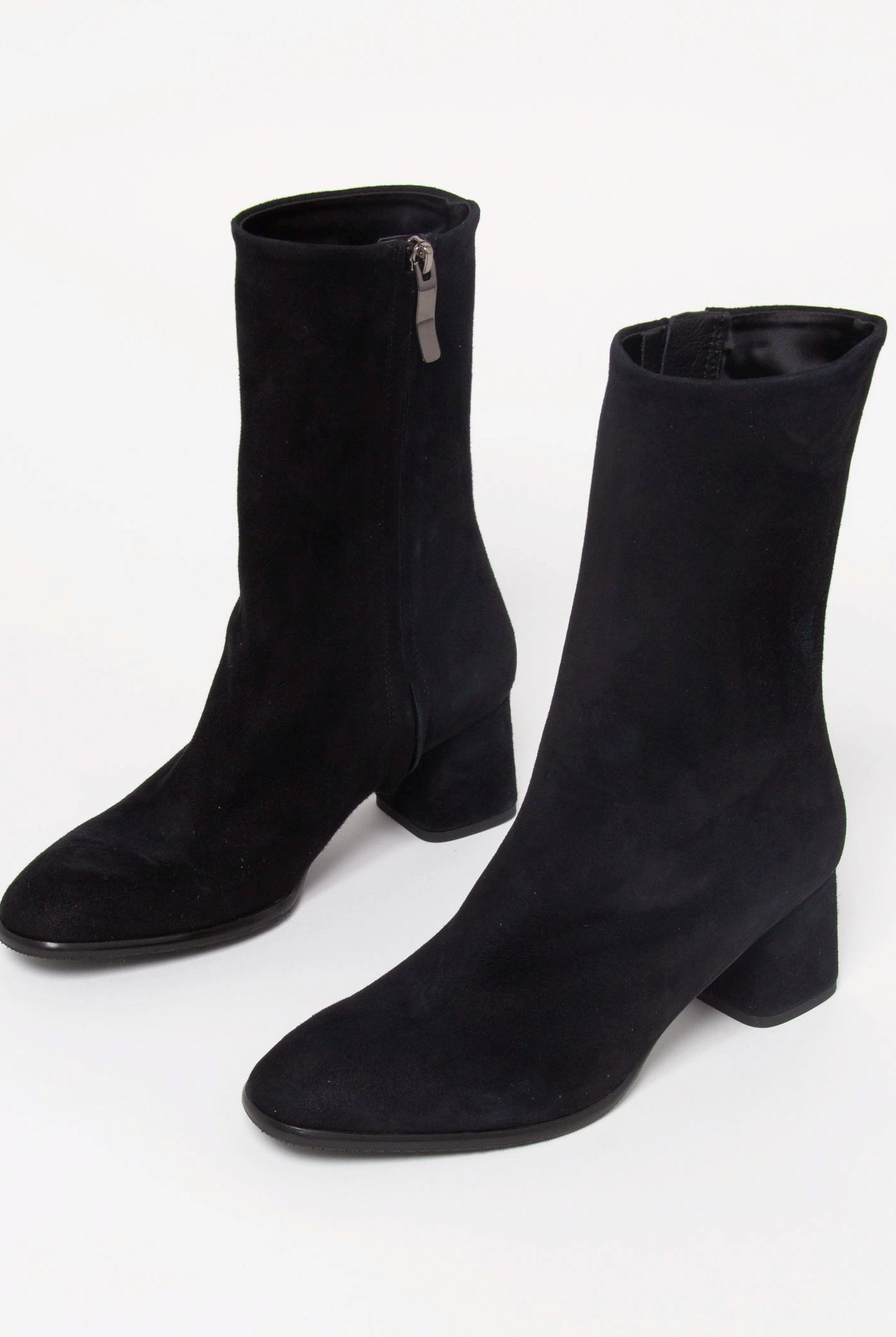 swatch_Black Suede stretch suede bootie boots