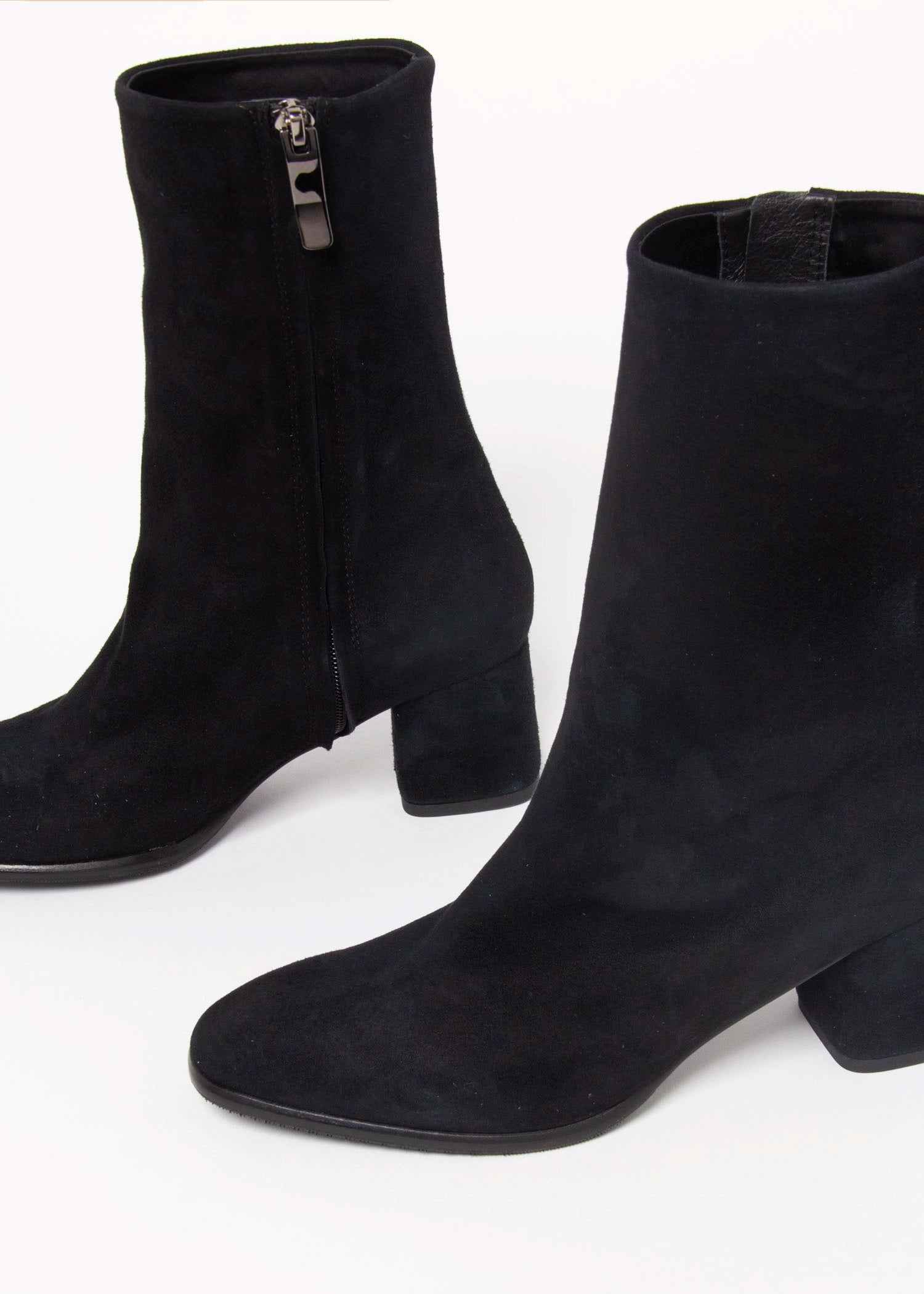 swatch_Black Suede stretch suede bootie boots