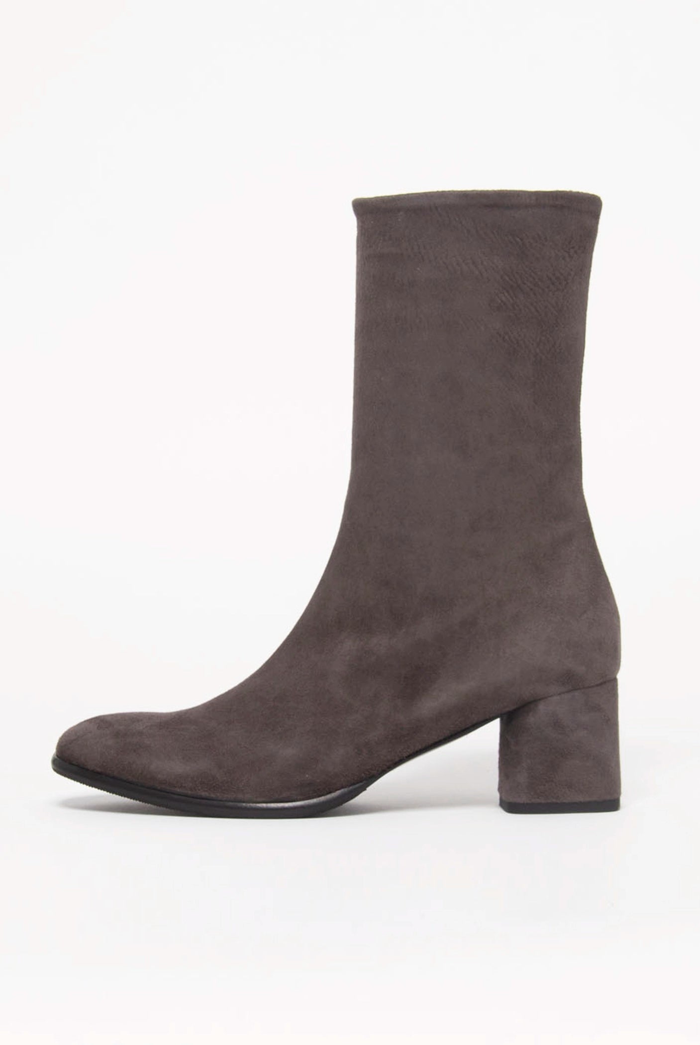 swatch_Grey Suede stretch suede bootie boots