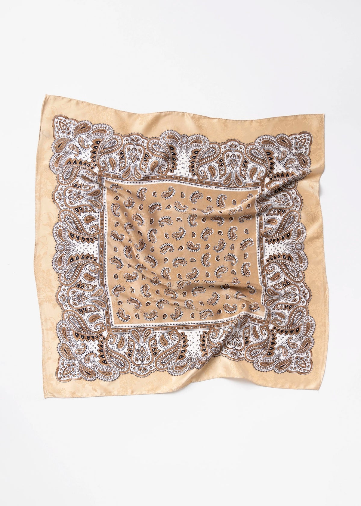 swatchc_Brown/Beige paisley print square scarf