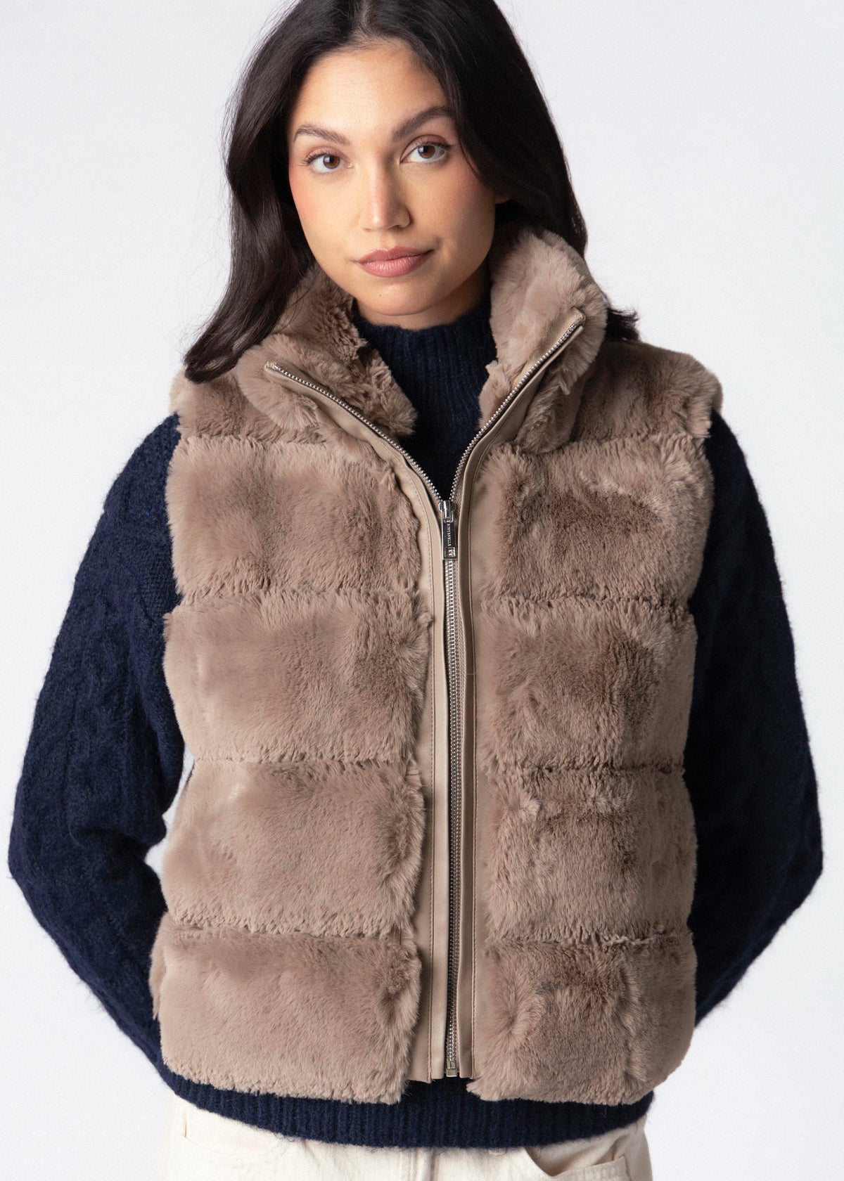 swatch_Mocha Latte rino and pelle may faux fur vest