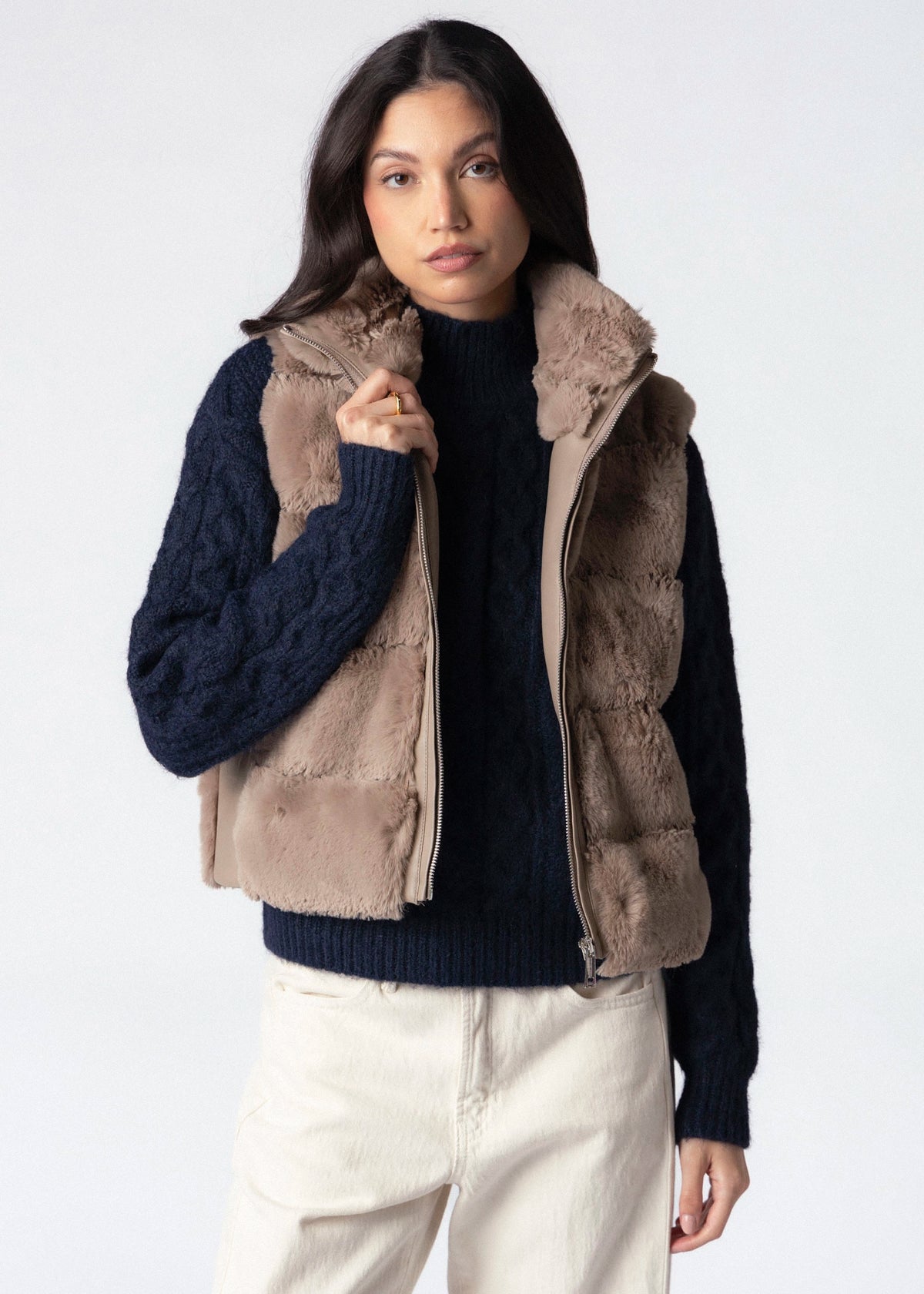swatch_Mocha Latte rino and pelle may faux fur vest