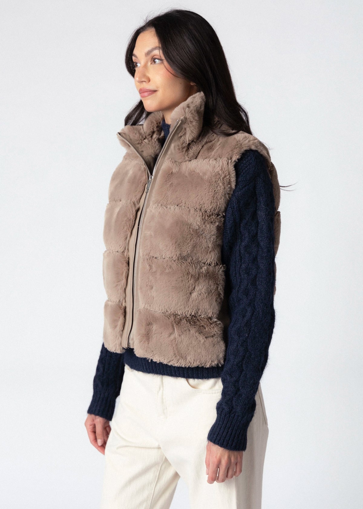 swatch_Mocha Latte rino and pelle may faux fur vest