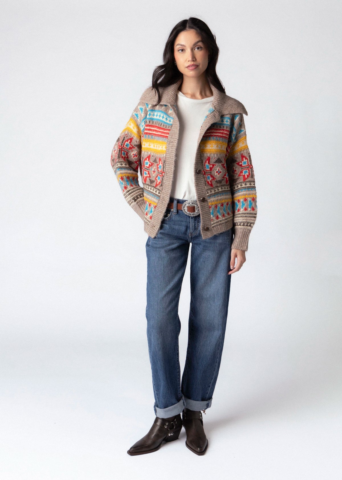 swatch_Multi fair isle button front cardigan