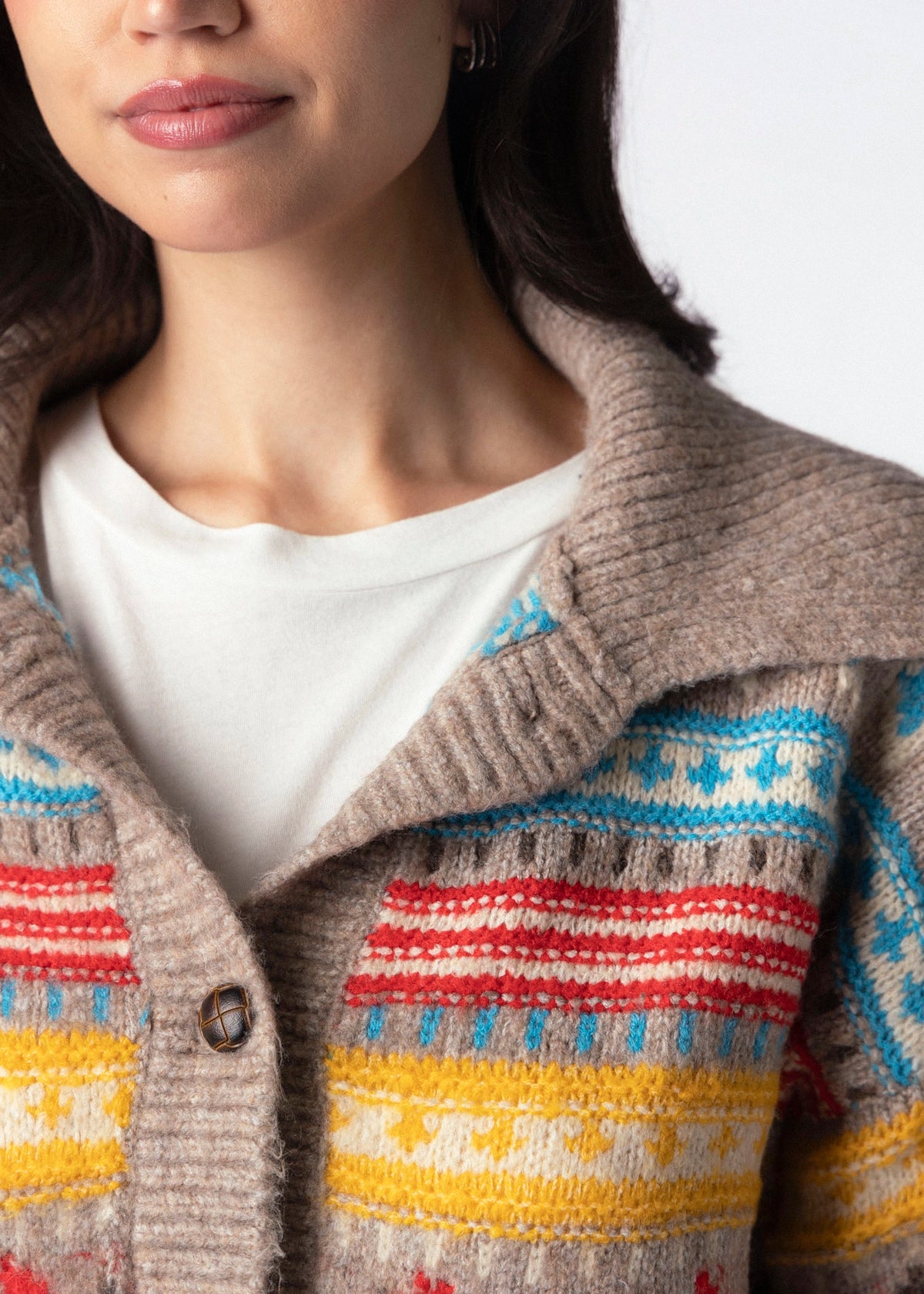 swatch_Multi fair isle button front cardigan
