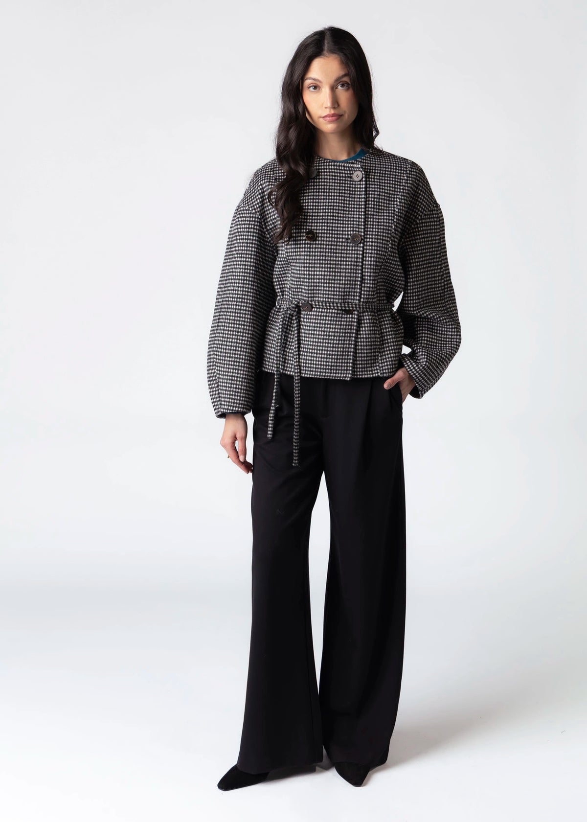 swatch_Black check wool jacket
