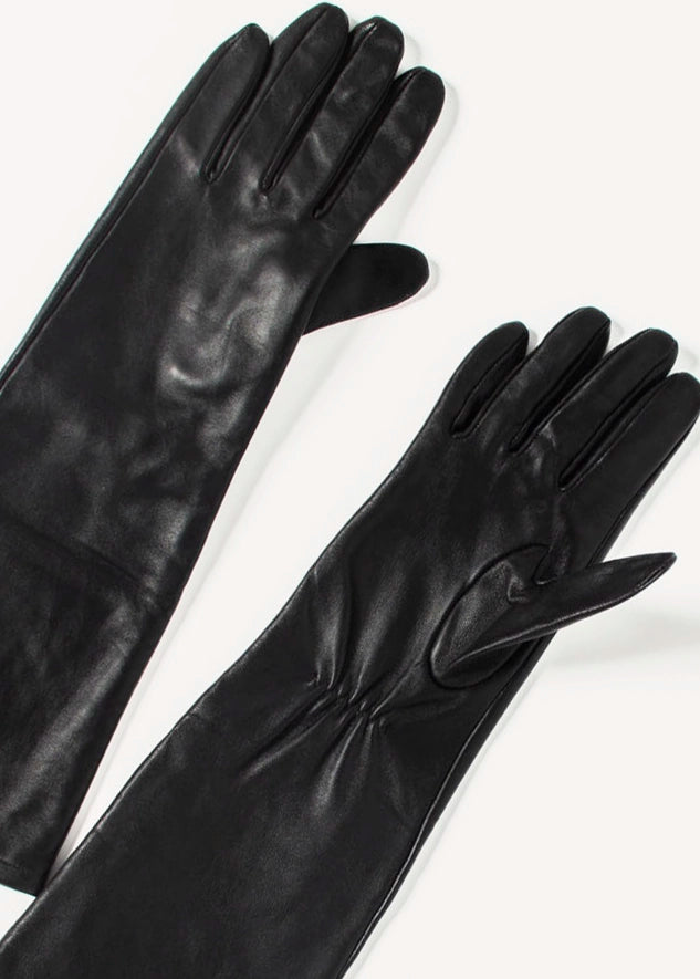 swatch_Black etienne long leather gloves