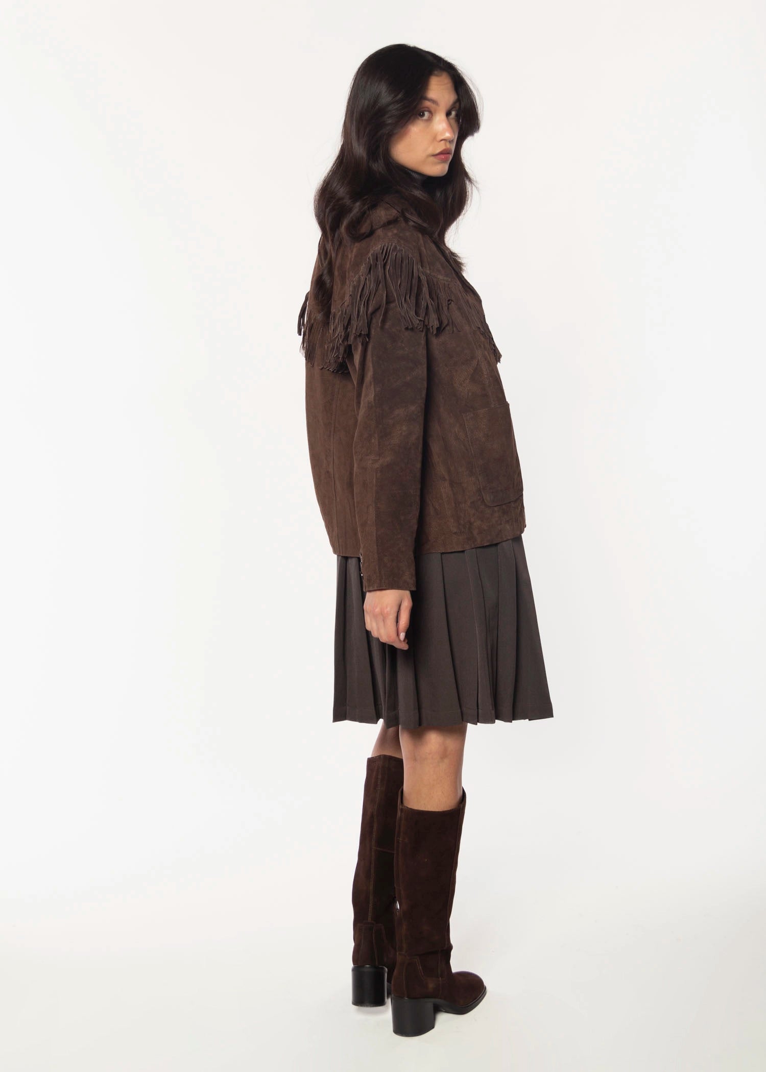 swatch_Charcoal drawstring pleated skirt