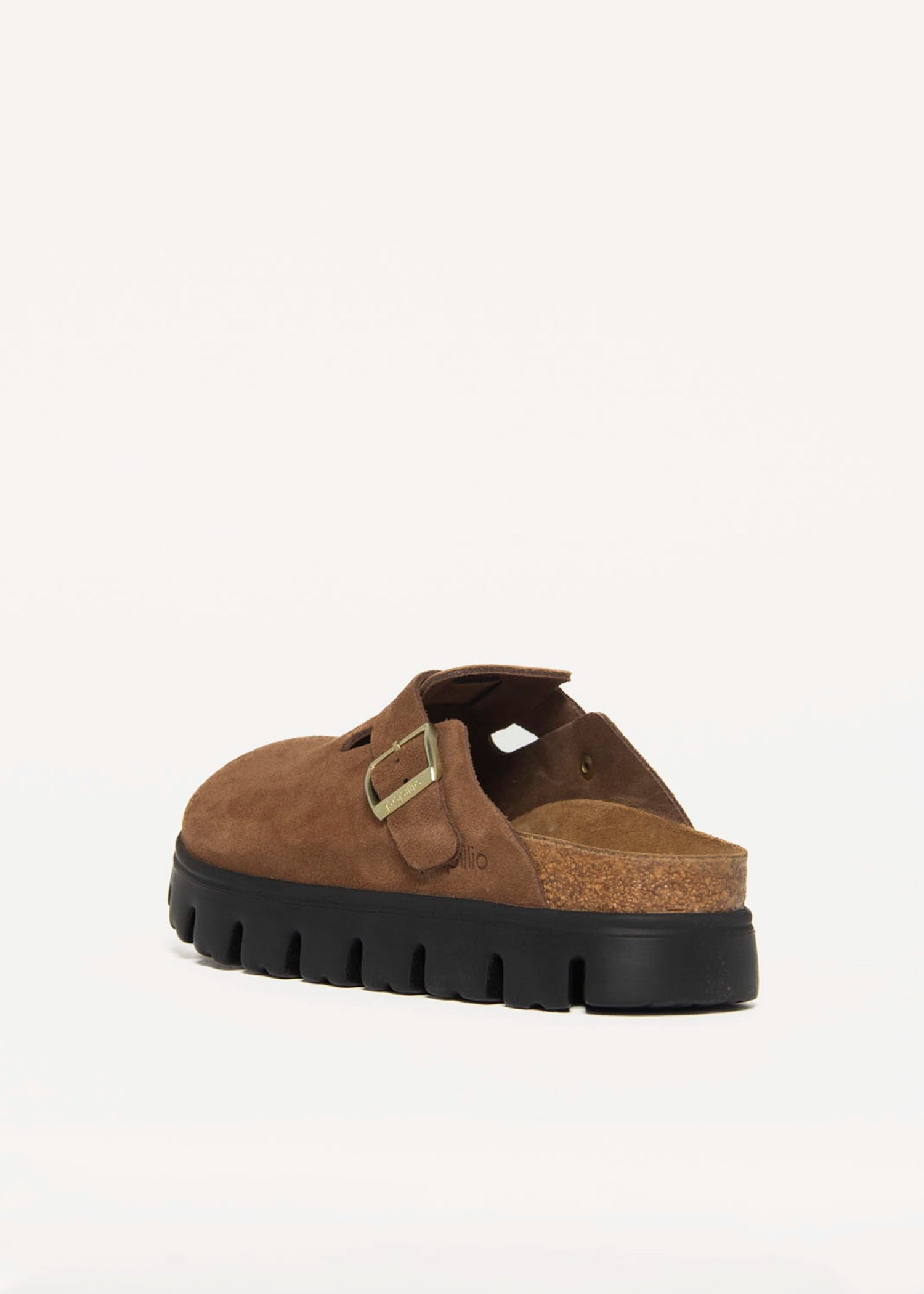 swatch_Dark Tea Suede boston chunky clog shoes