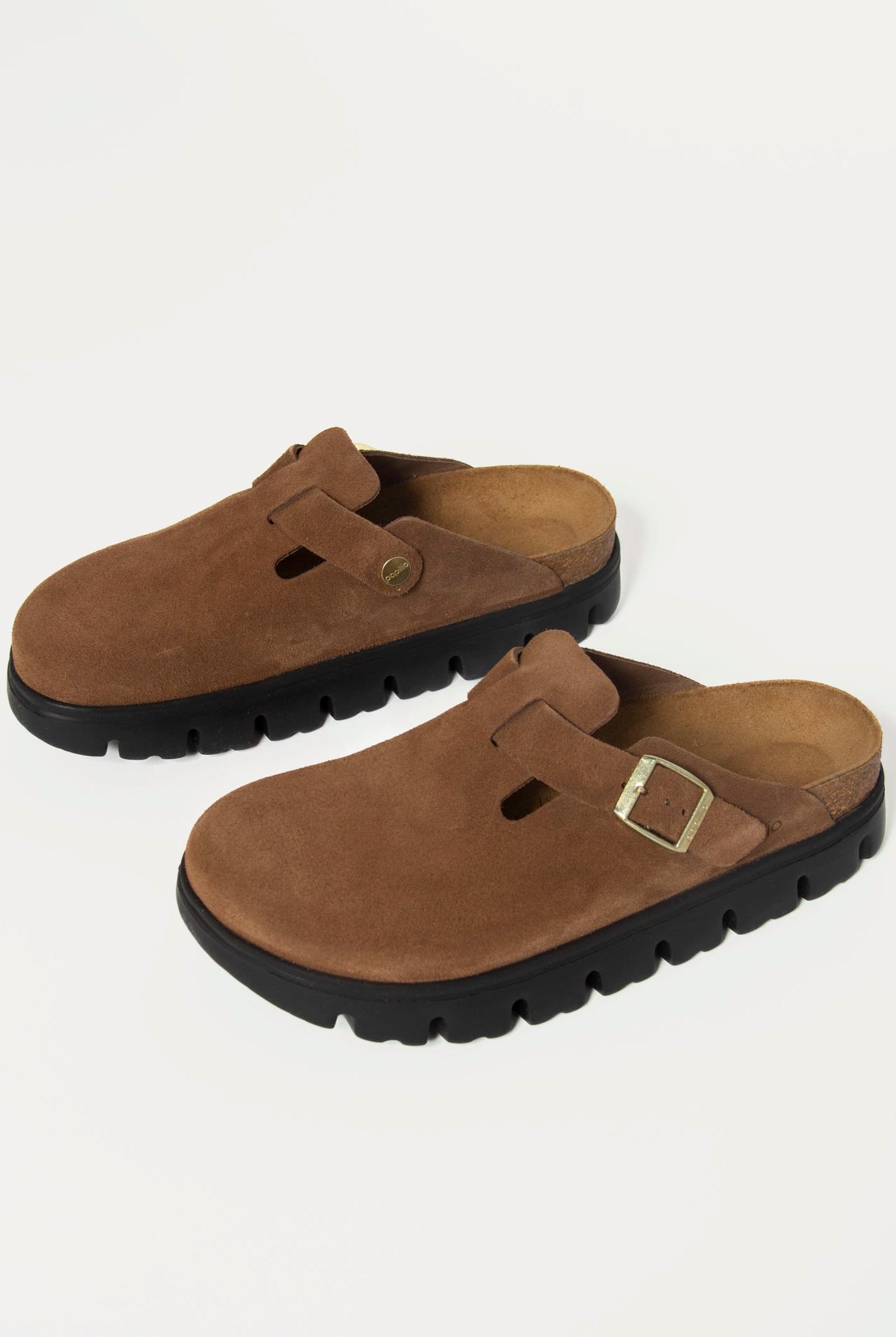 swatch_Dark Tea Suede boston chunky clog shoes