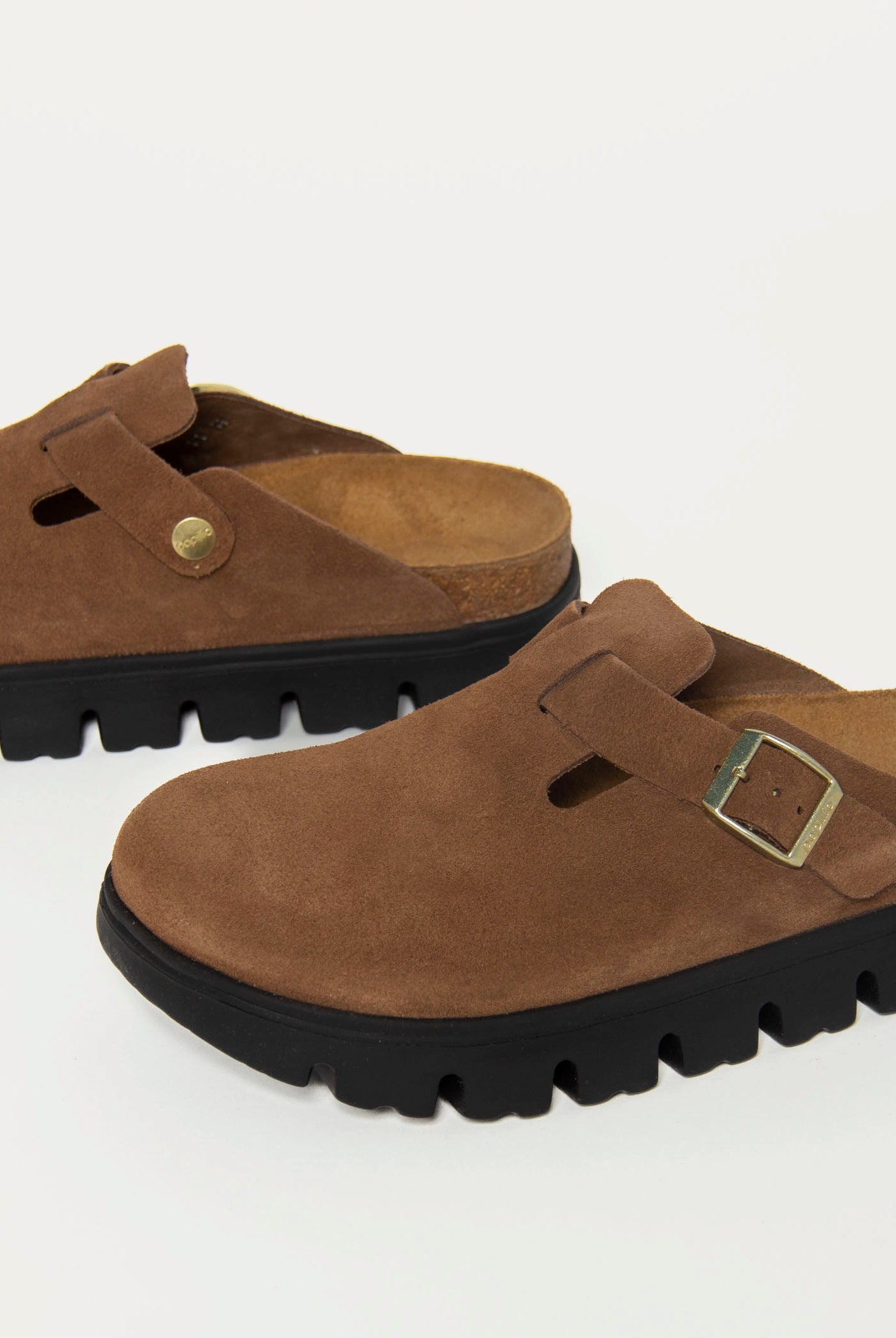 swatch_Dark Tea Suede boston chunky clog shoes