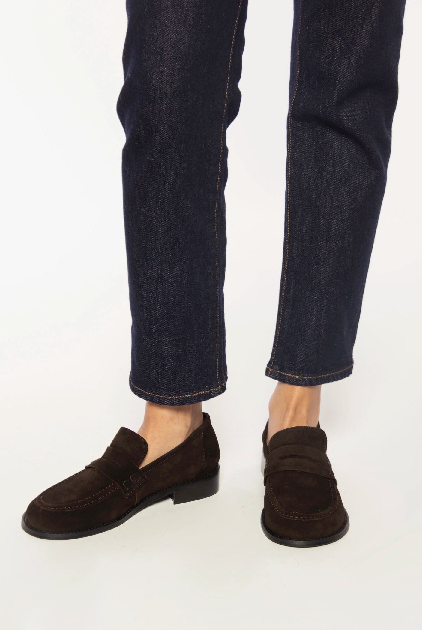 swatch_Chocolate Suede louisa penny loafer flat shoes