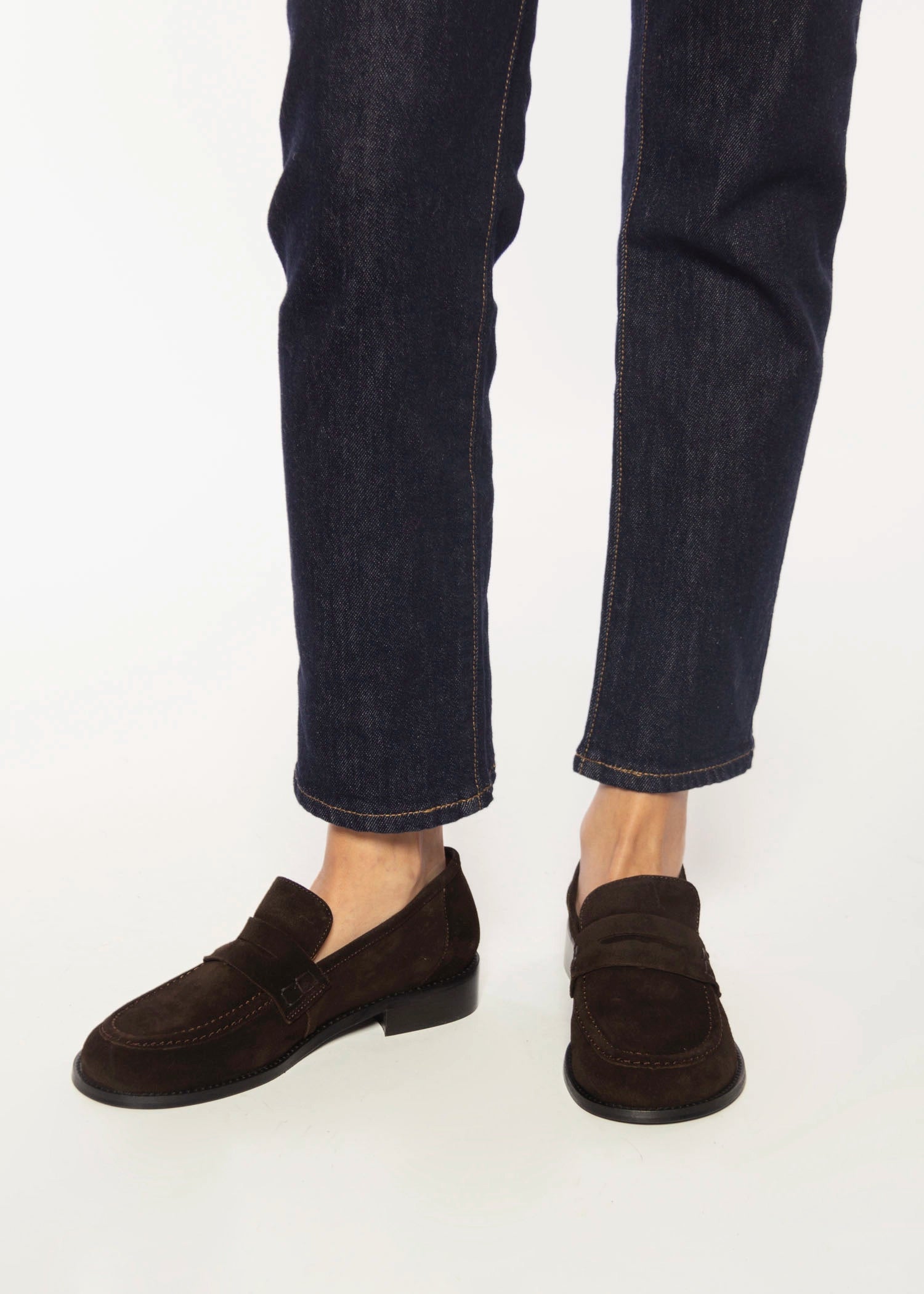 swatch_Chocolate Suede louisa penny loafer flat shoes