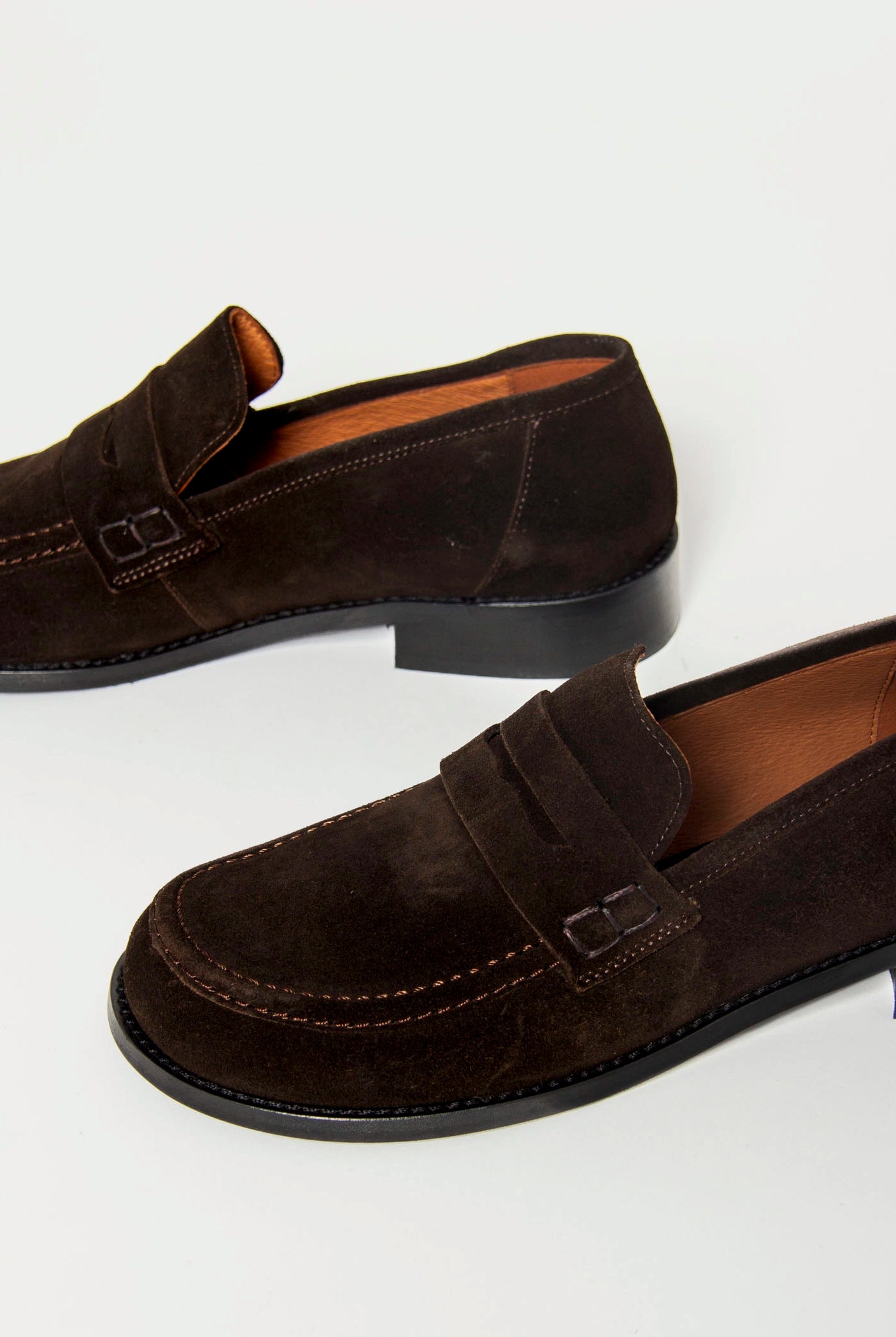 swatch_Chocolate Suede louisa penny loafer flat shoes