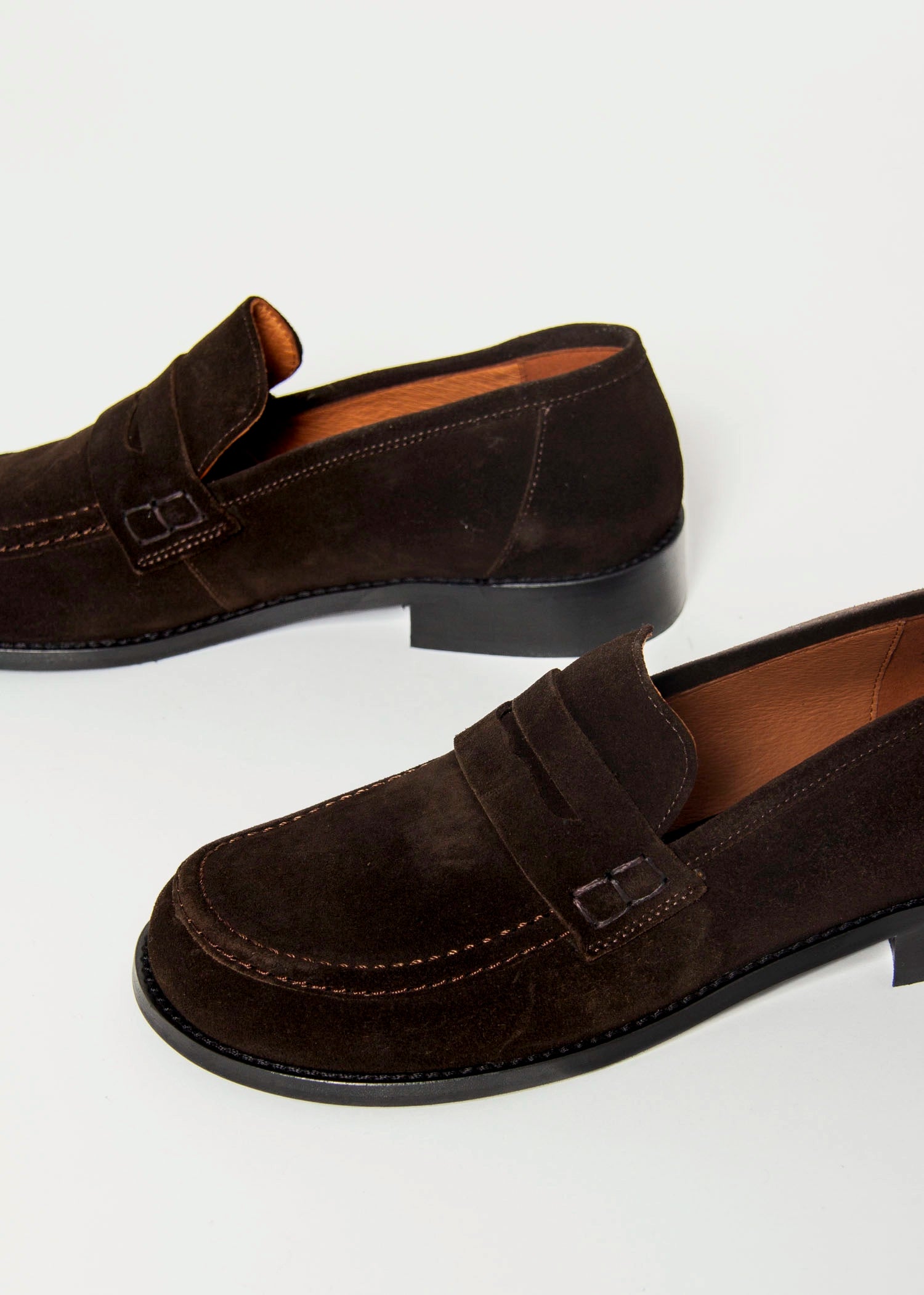 swatch_Chocolate Suede louisa penny loafer flat shoes