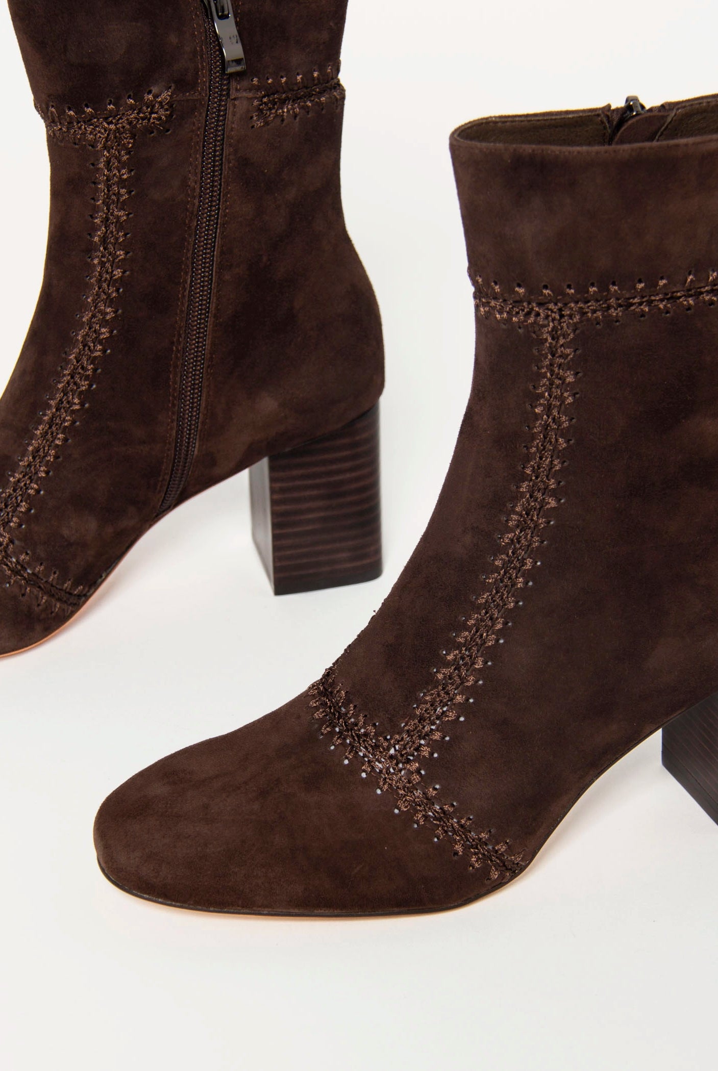 swatch_Chocolate Suede story heeled boots shoes