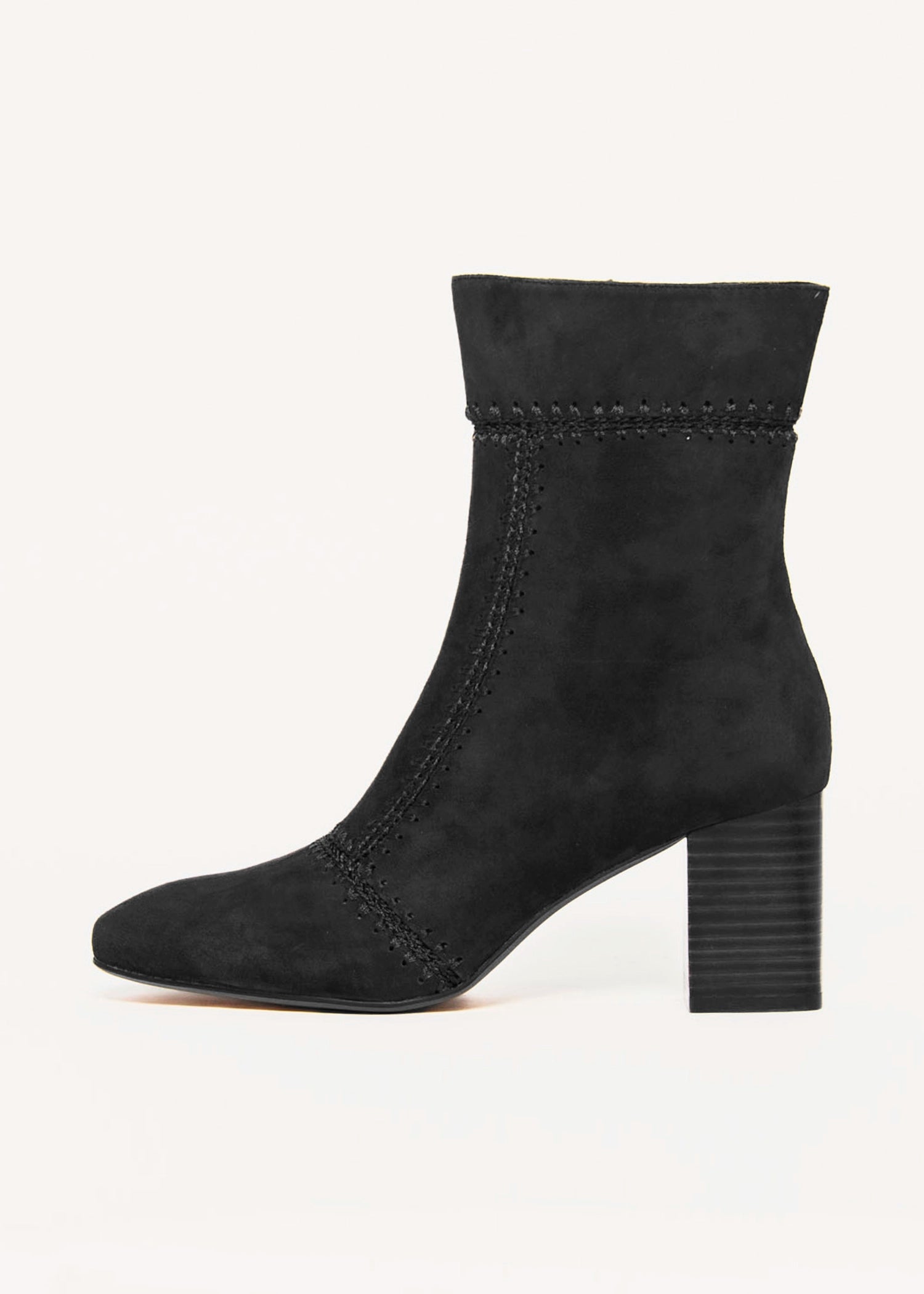 swatch_Black Suede story heeled boots shoes