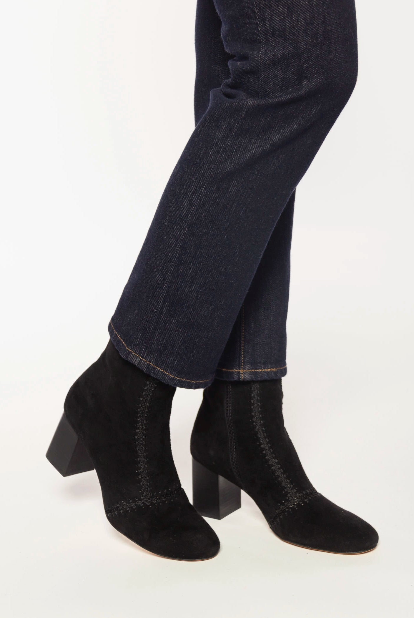 swatch_Black Suede story heeled boots shoes