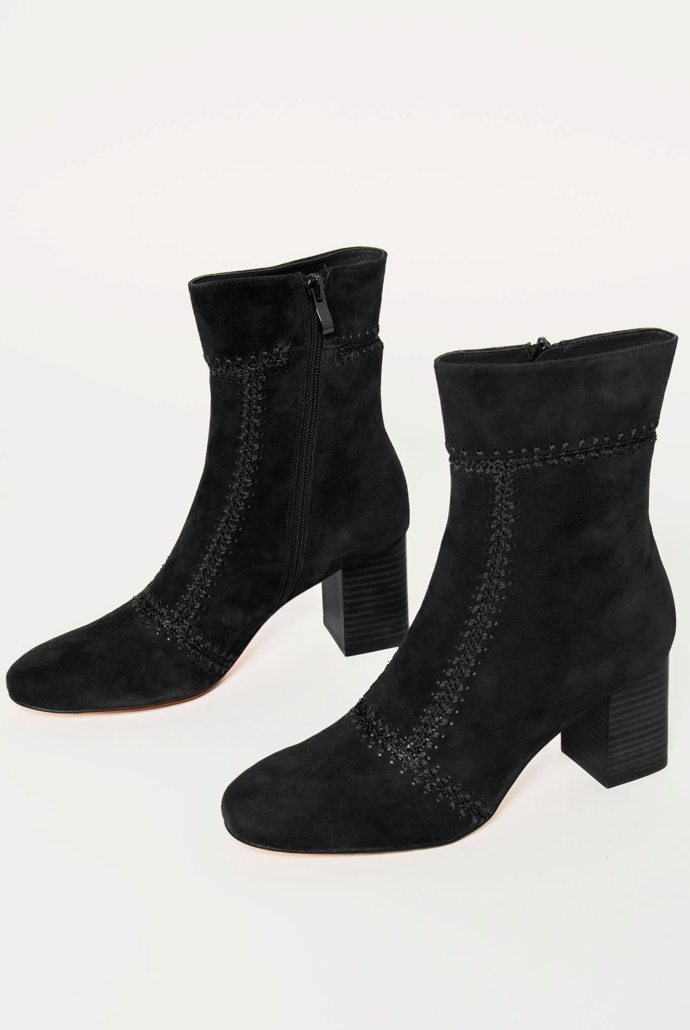 swatch_Black Suede story heeled boots shoes