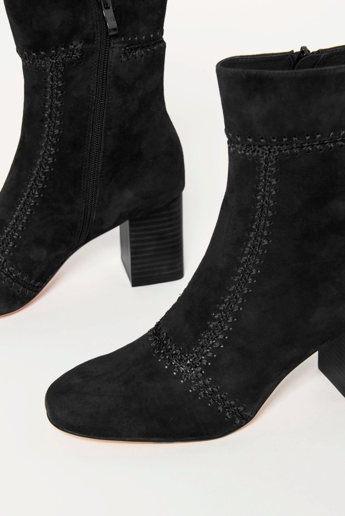 swatch_Black Suede story heeled boots shoes