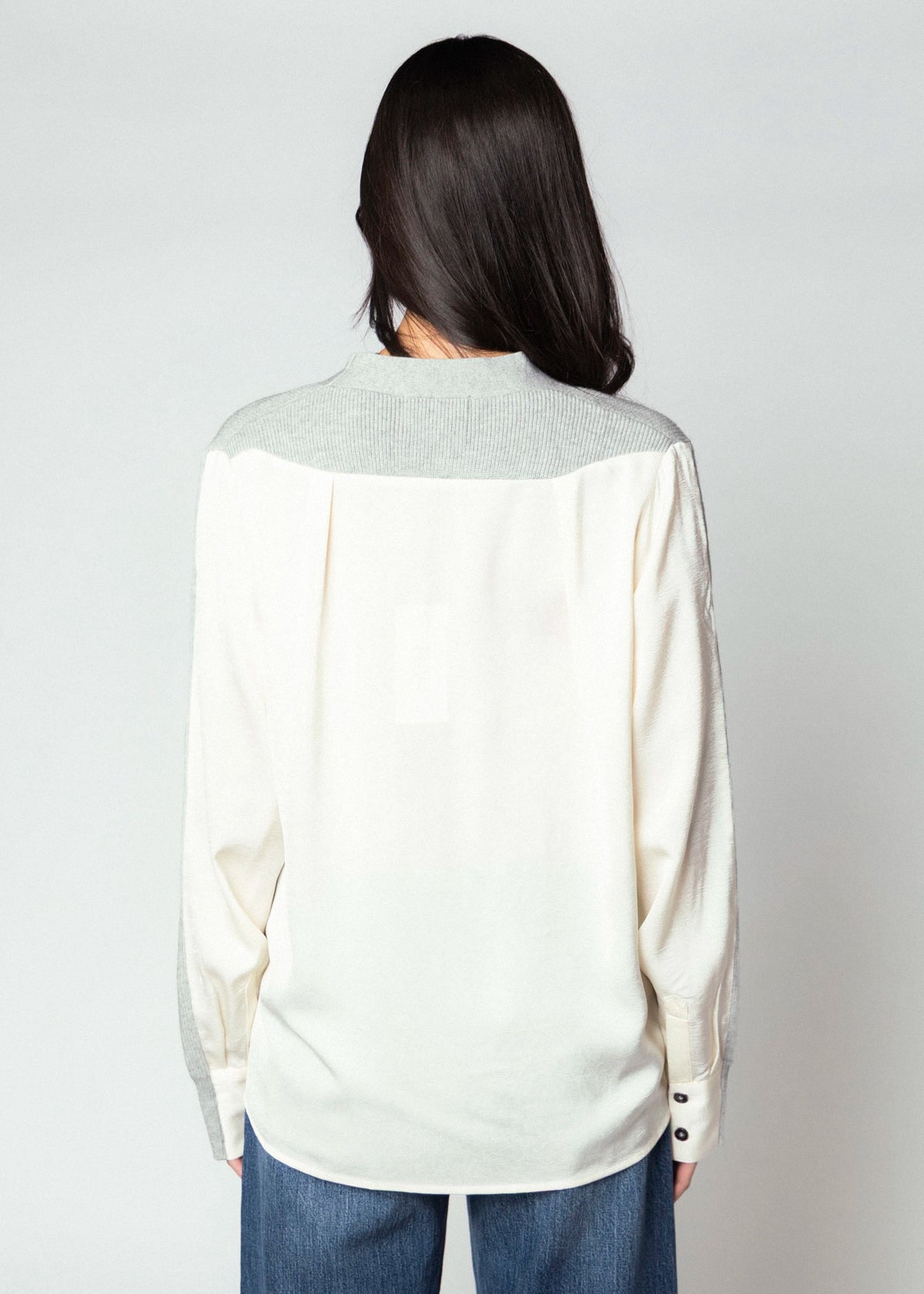 swatch_Light Heather fifteen twenty celine mixed media cardigan