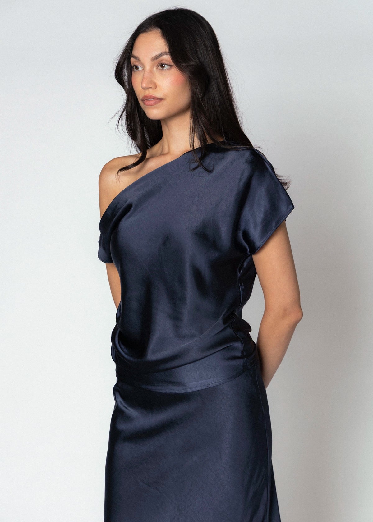 swatch_Navy greylin nellie asymmetric satin top