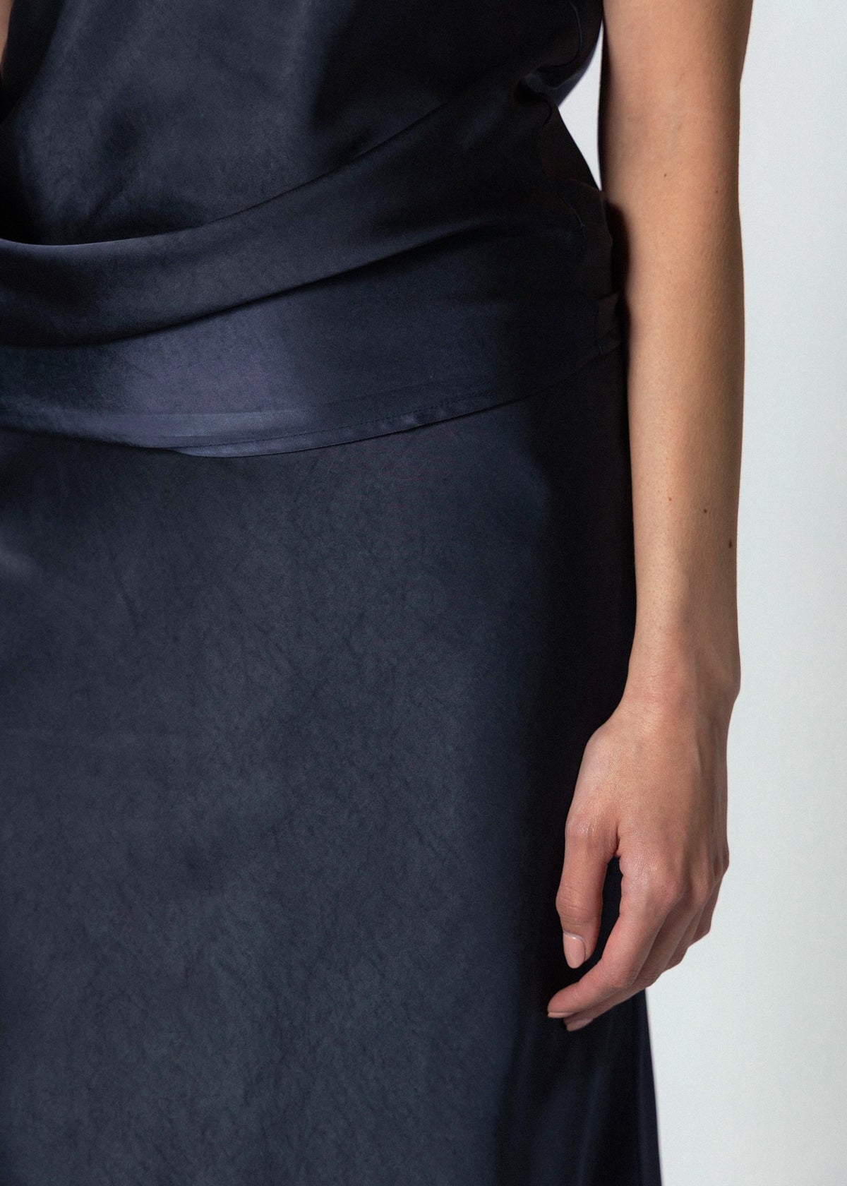 swatch_Navy greylin nina satin skirt with lace trim