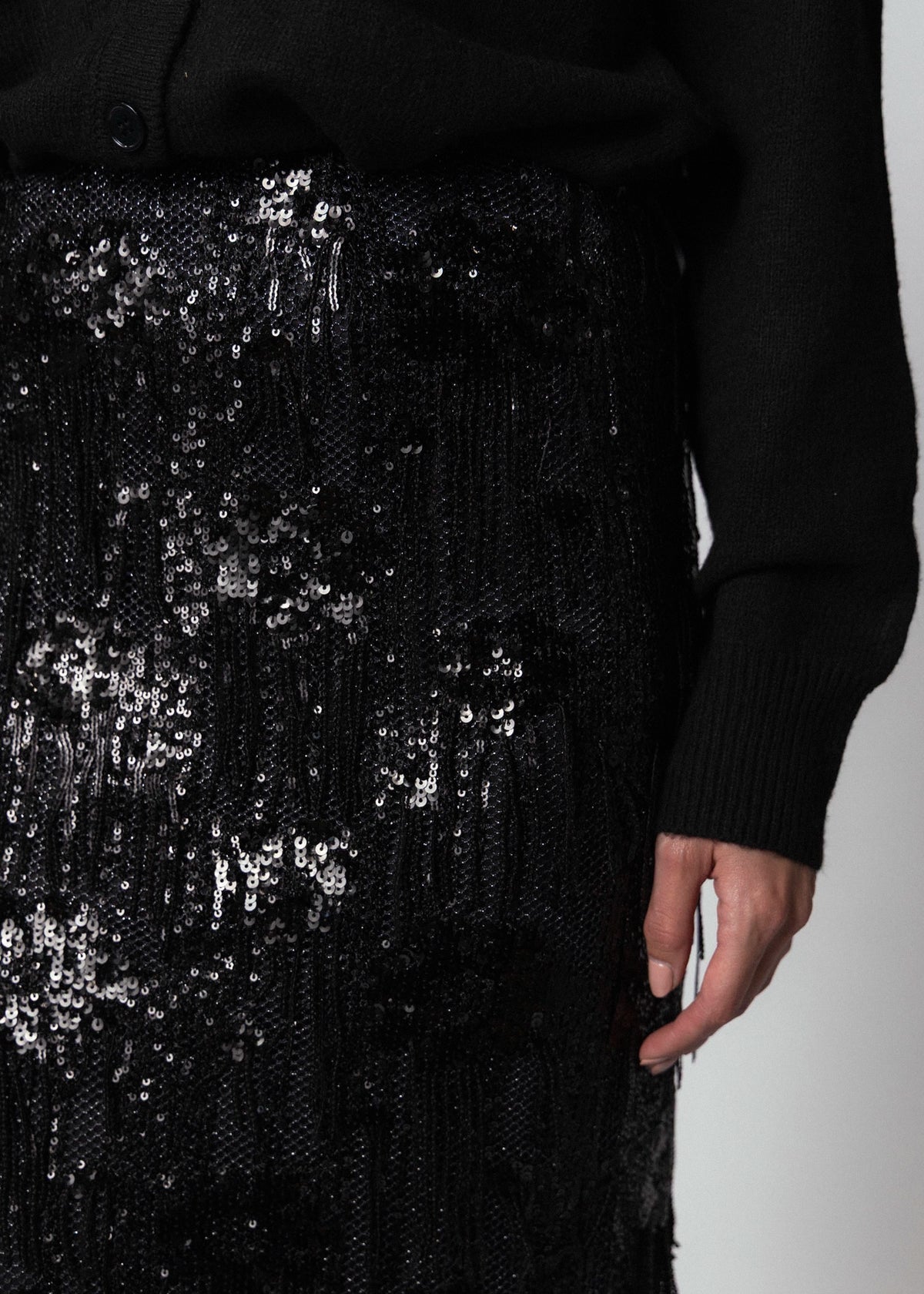 swatch_Black fifteen twenty arden sequin midi skirt