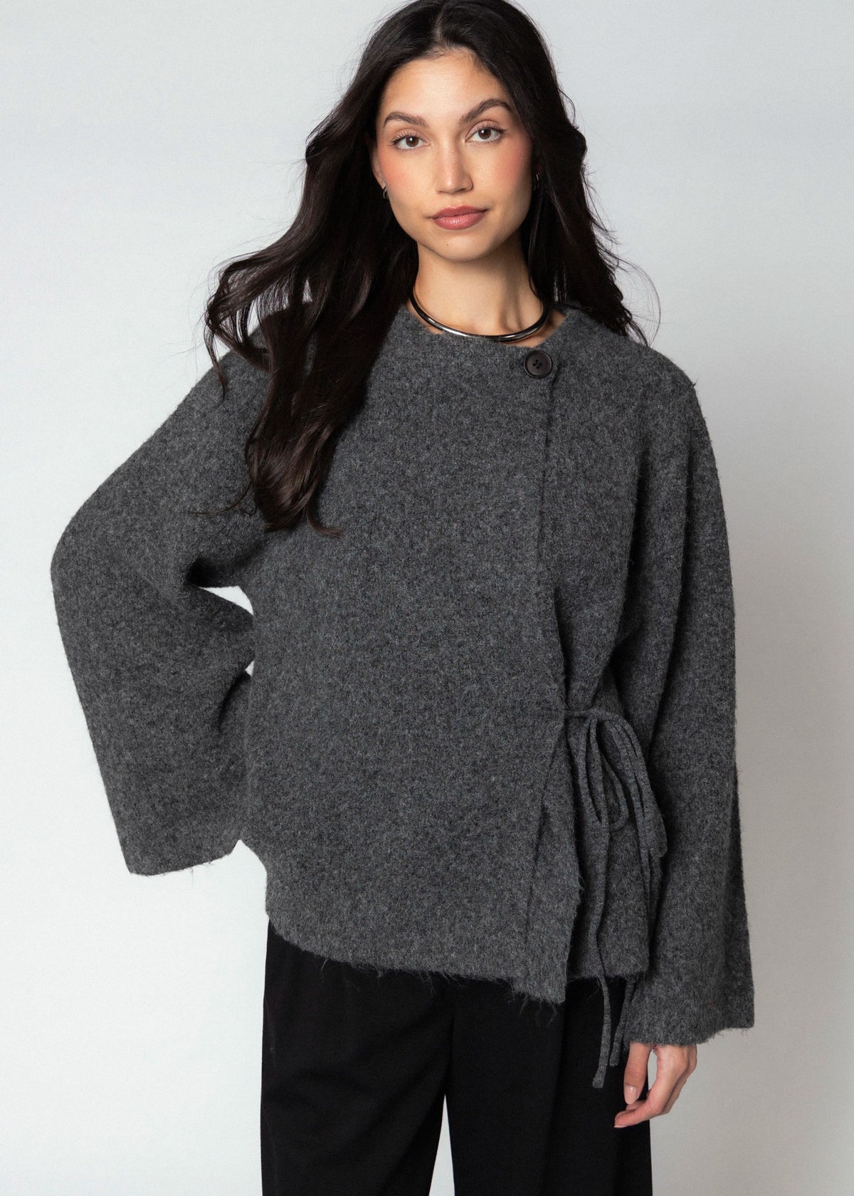 swatch_Charcoal kimono sleeve cardigan