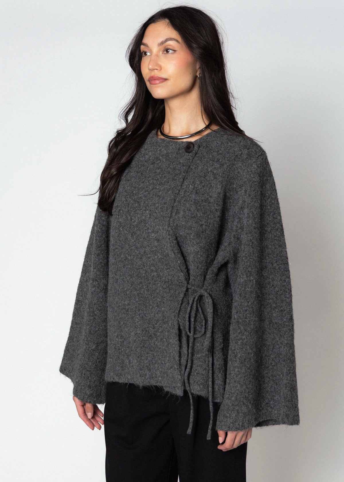 swatch_Charcoal kimono sleeve cardigan