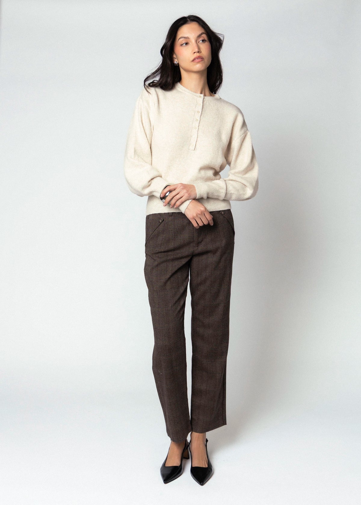 swatch_Espresso kut from the kloth avery plaid trouser pant