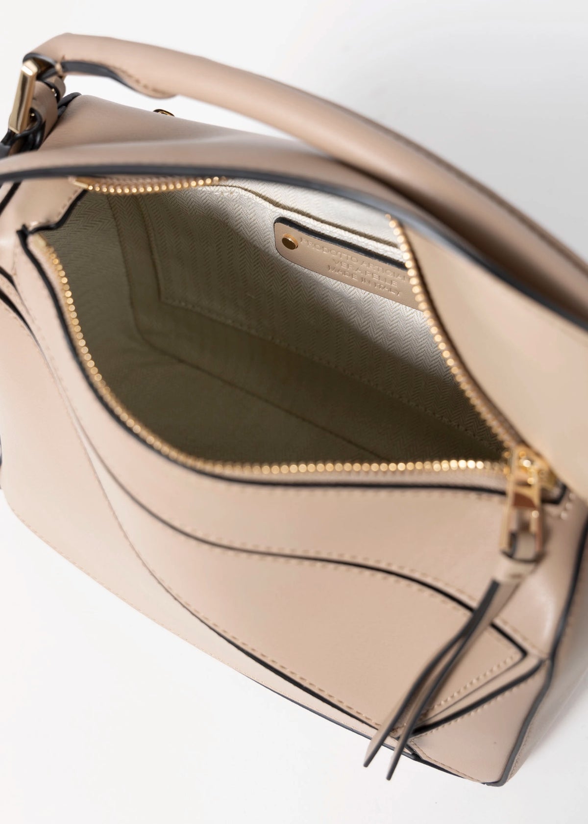 swatch_Taupe rosalia leather puzzle bag