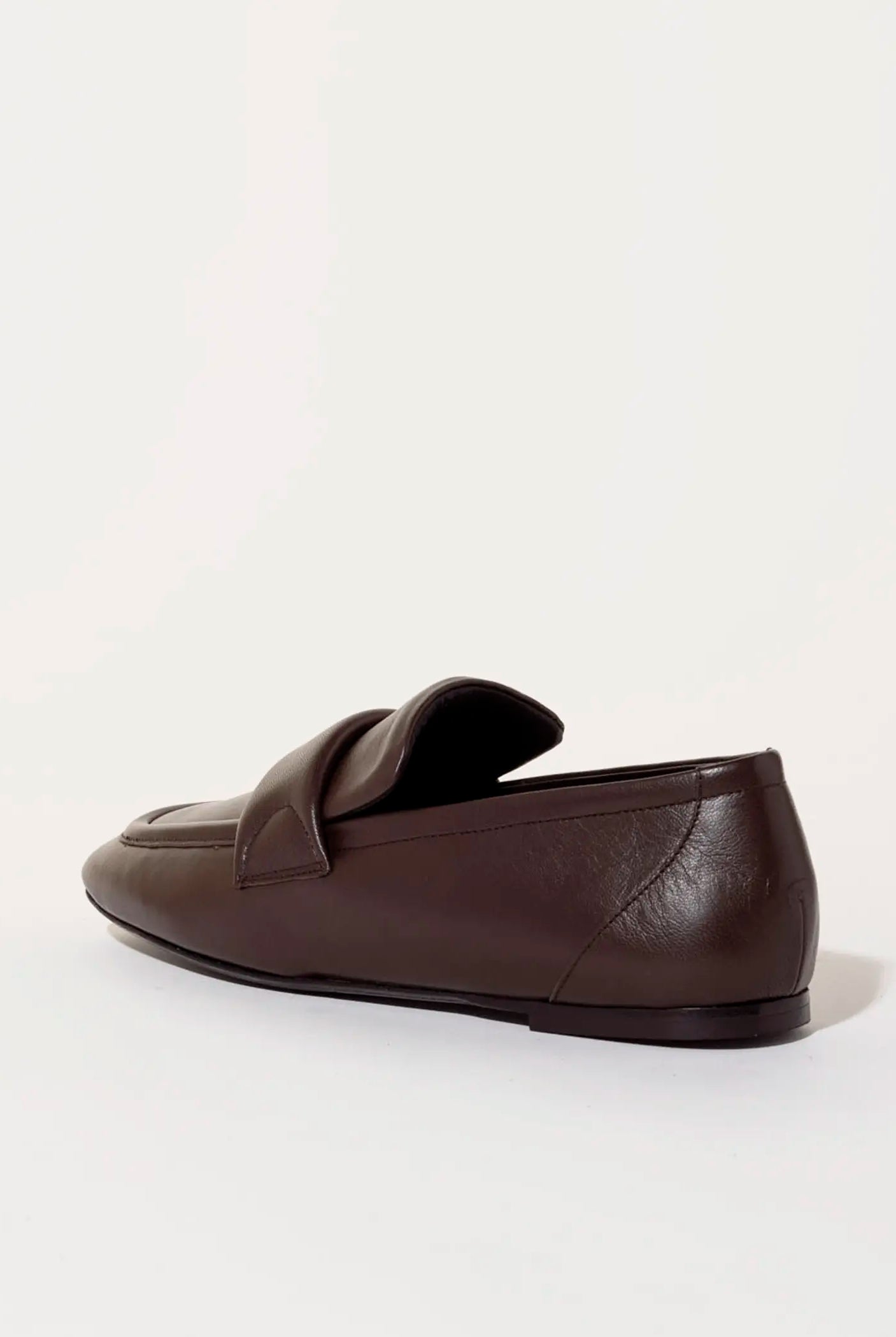 swatch_dark brown leather leather loafer flat shoes
