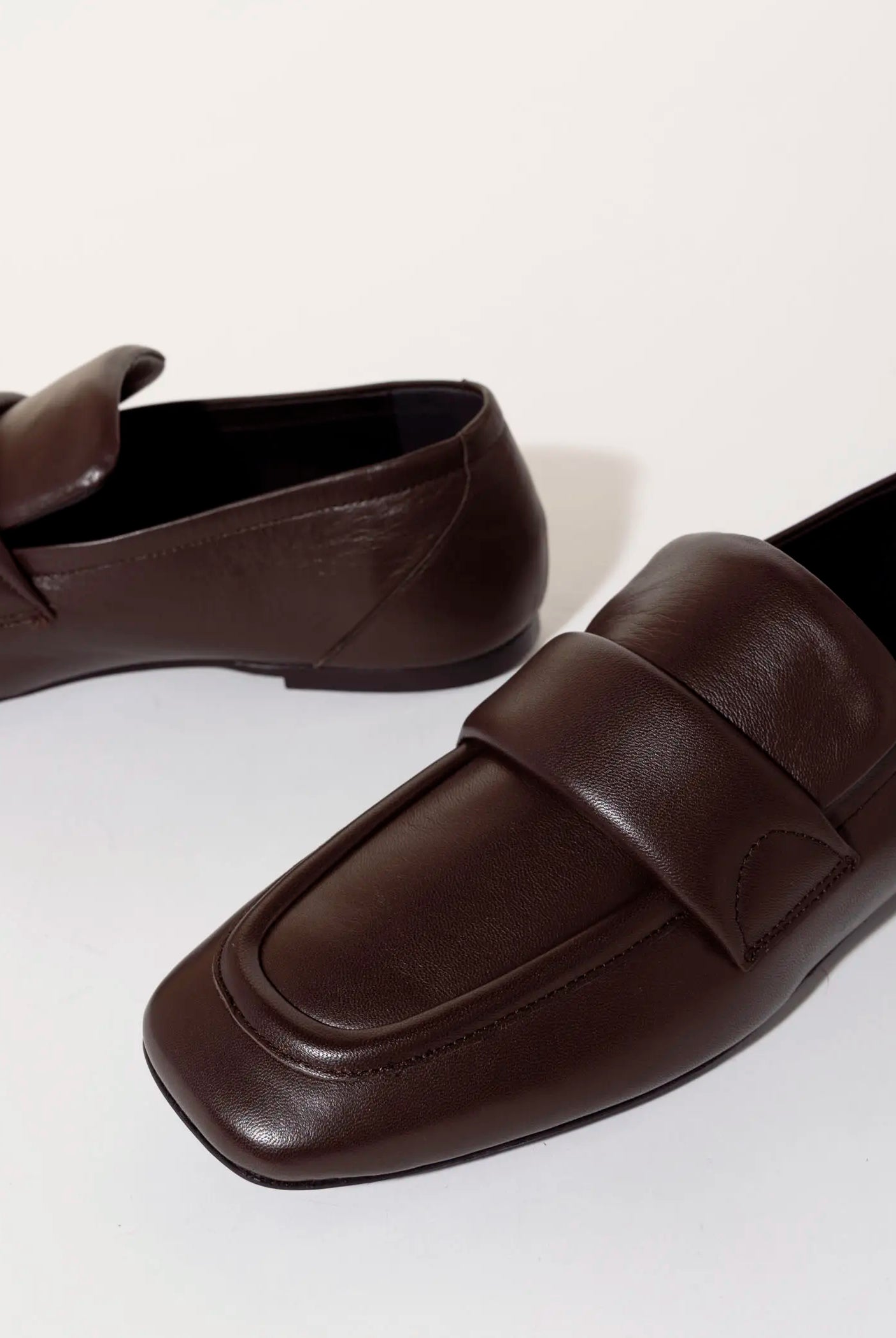 swatch_dark brown leather leather loafer flat shoes