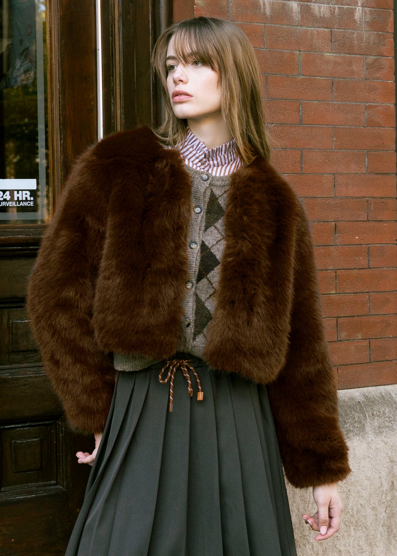 swatch_Brown Gala faux fur jacket jackets