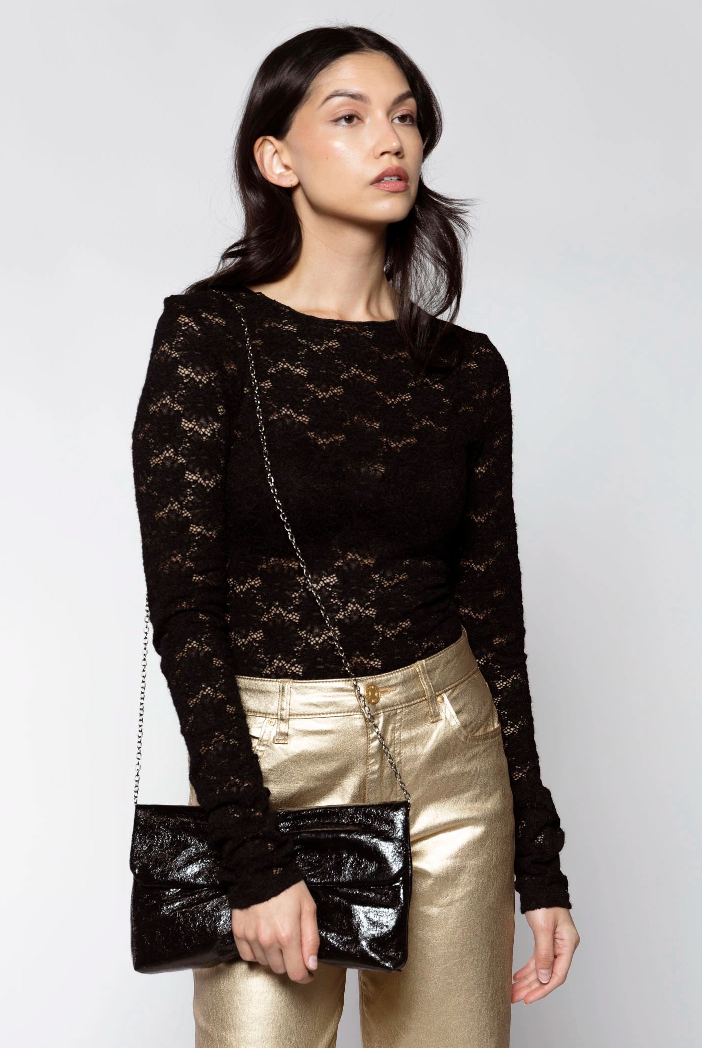 swatch_Black ruched evening clutch