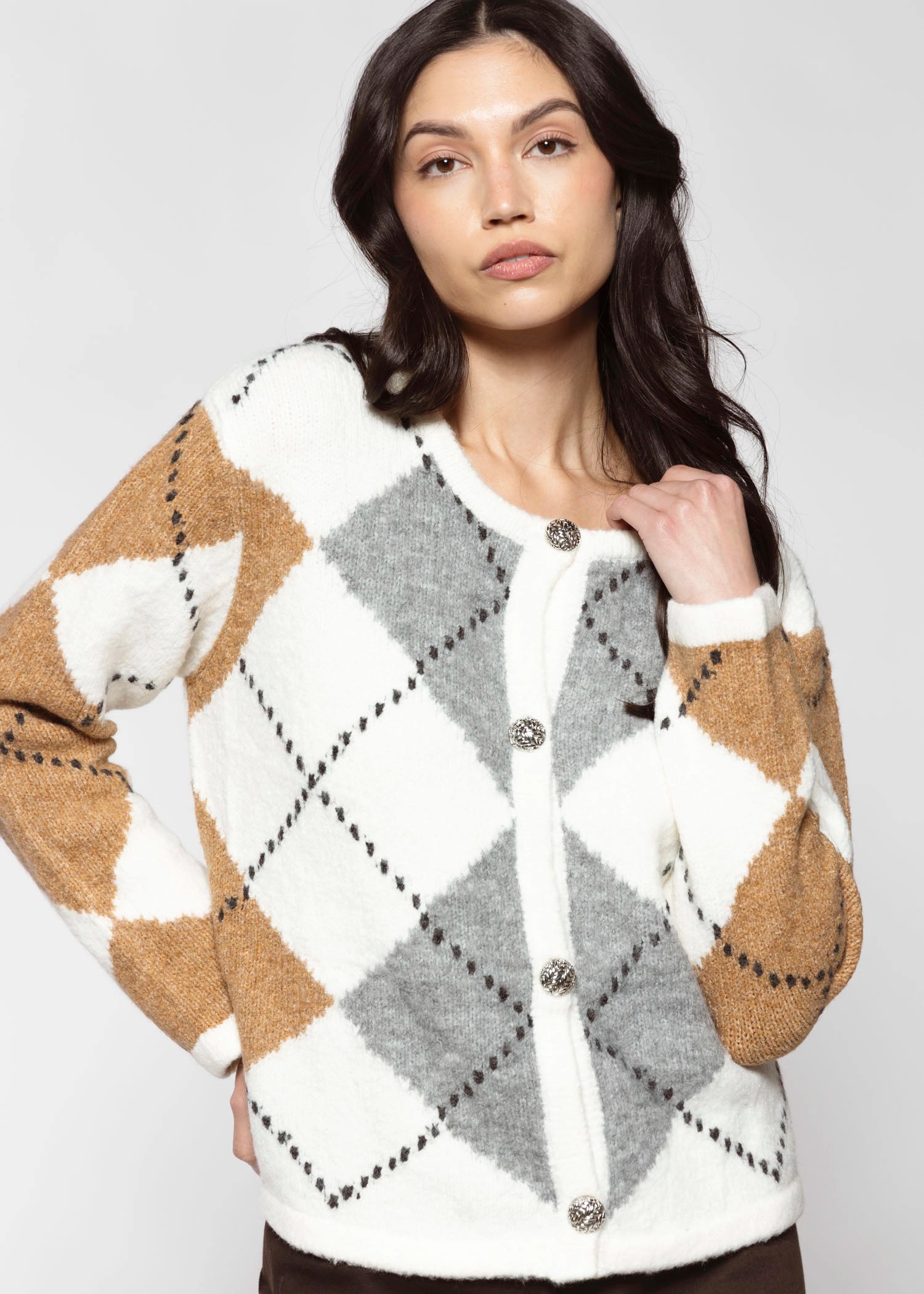 swatch_White Multi argyle cardigan sweaters