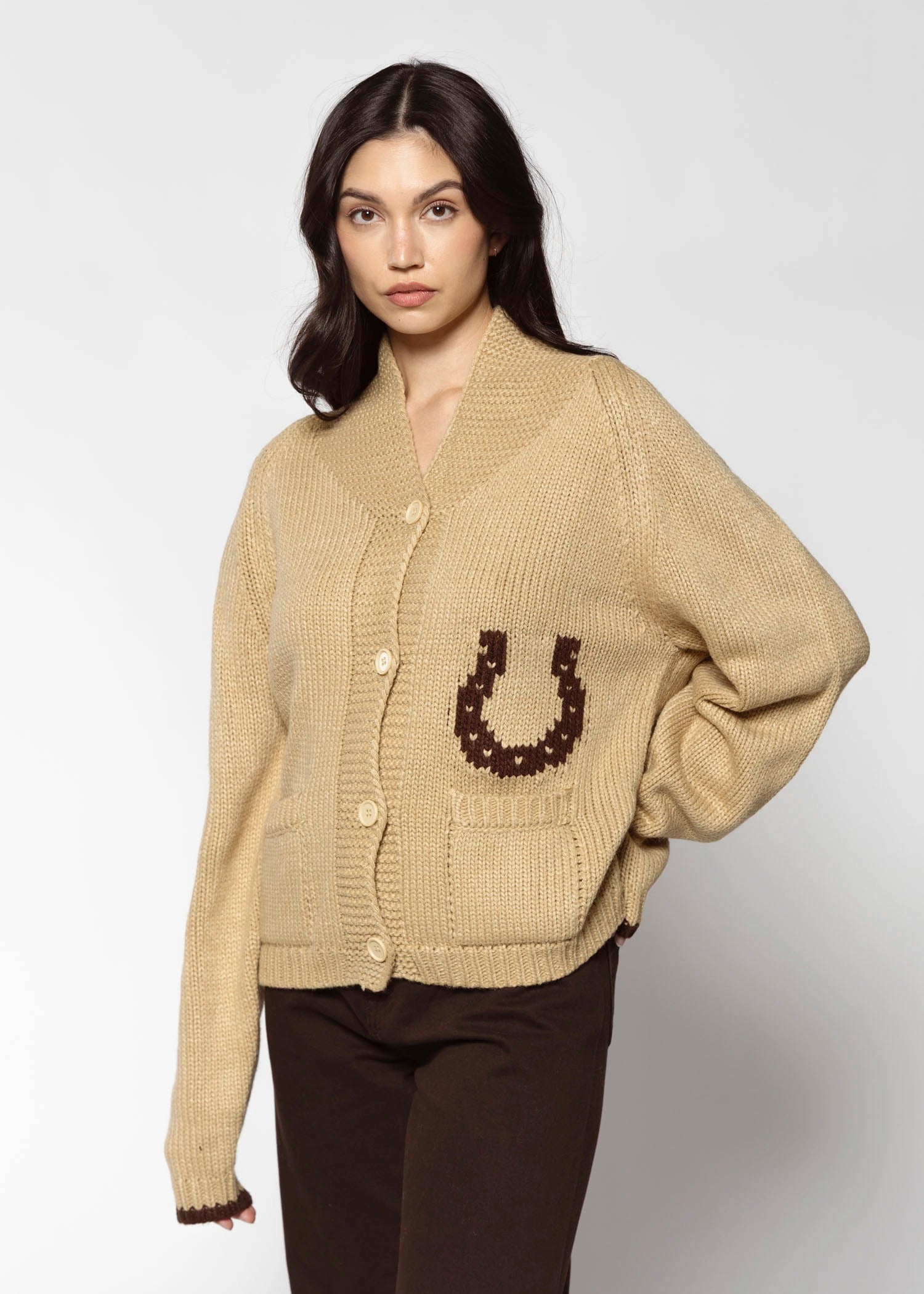 swatch_Camel horse cardigan sweaters