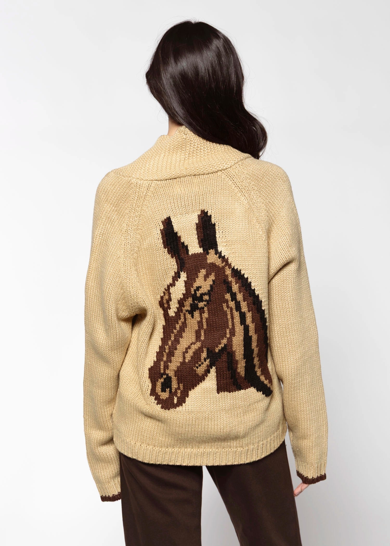 swatch_Camel horse cardigan sweaters