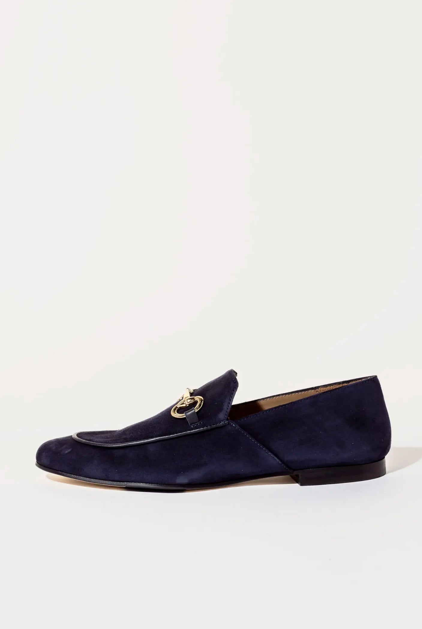 swatch_navy suede loafer with bit flat shoes