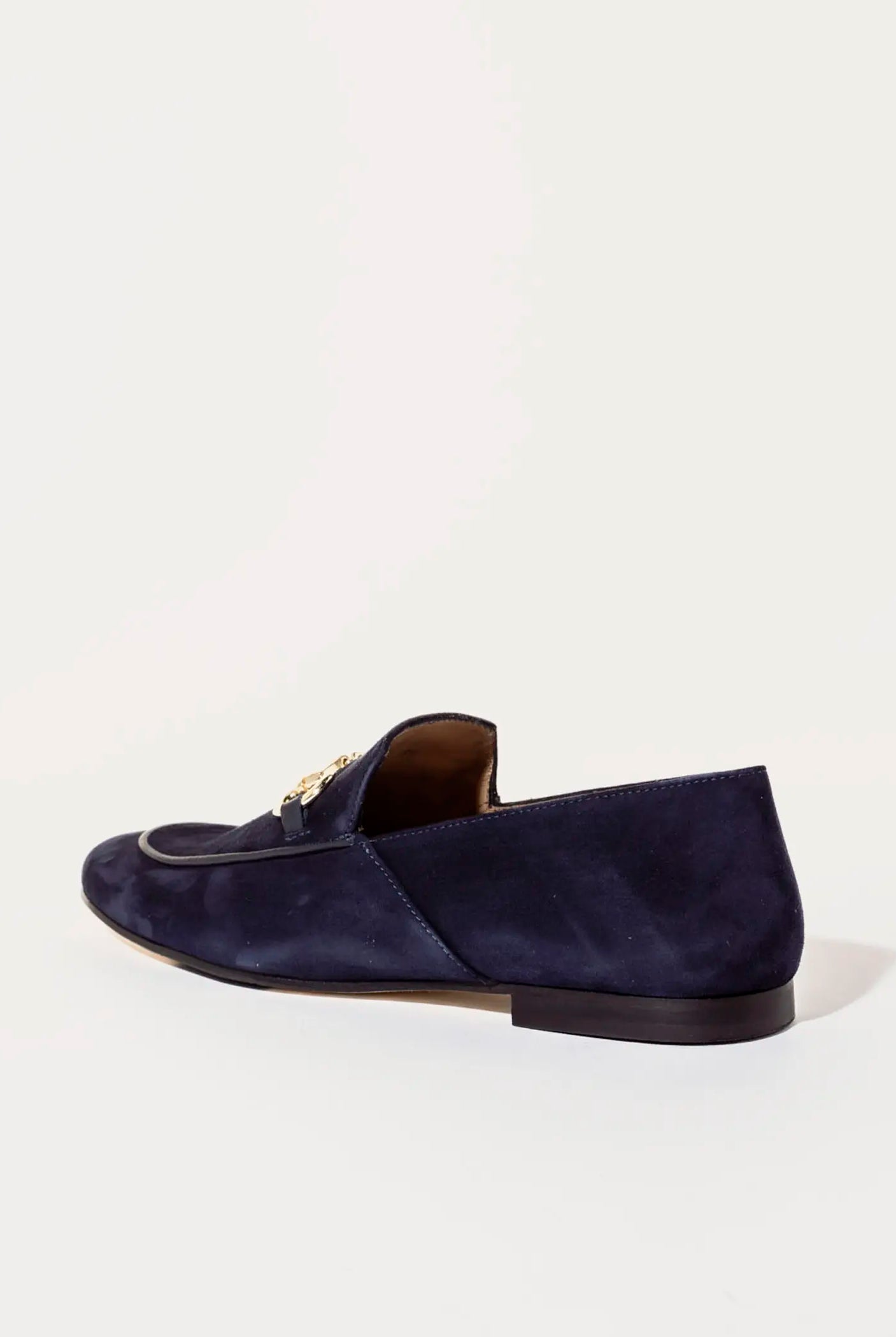 swatch_navy suede loafer with bit flat shoes