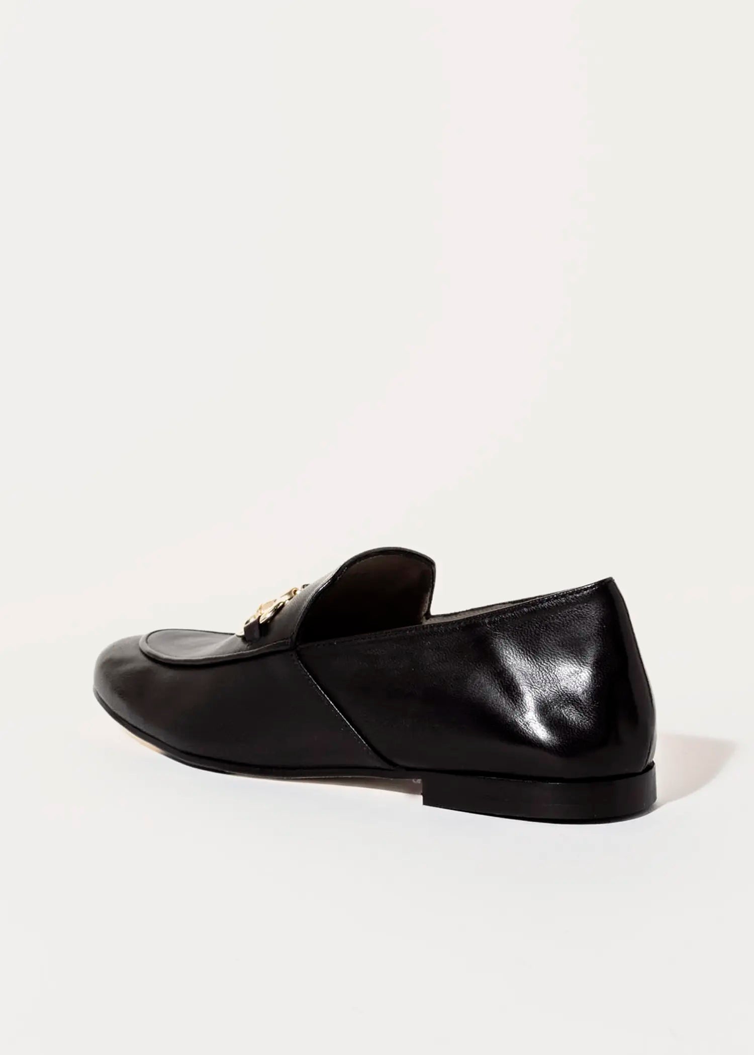 swatch_black leather loafer with bit flat shoes