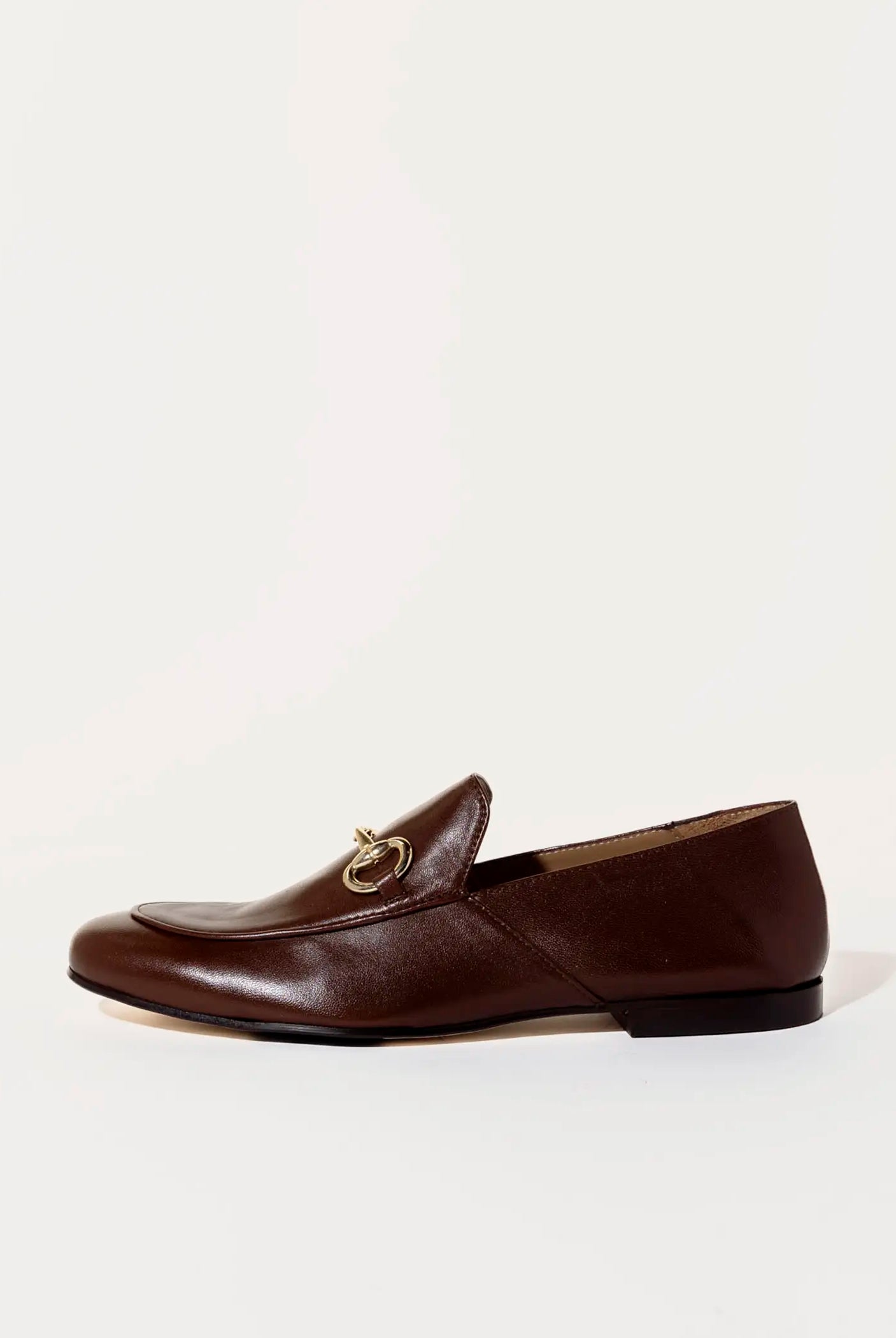swatch_brown leather loafer with bit flat shoes