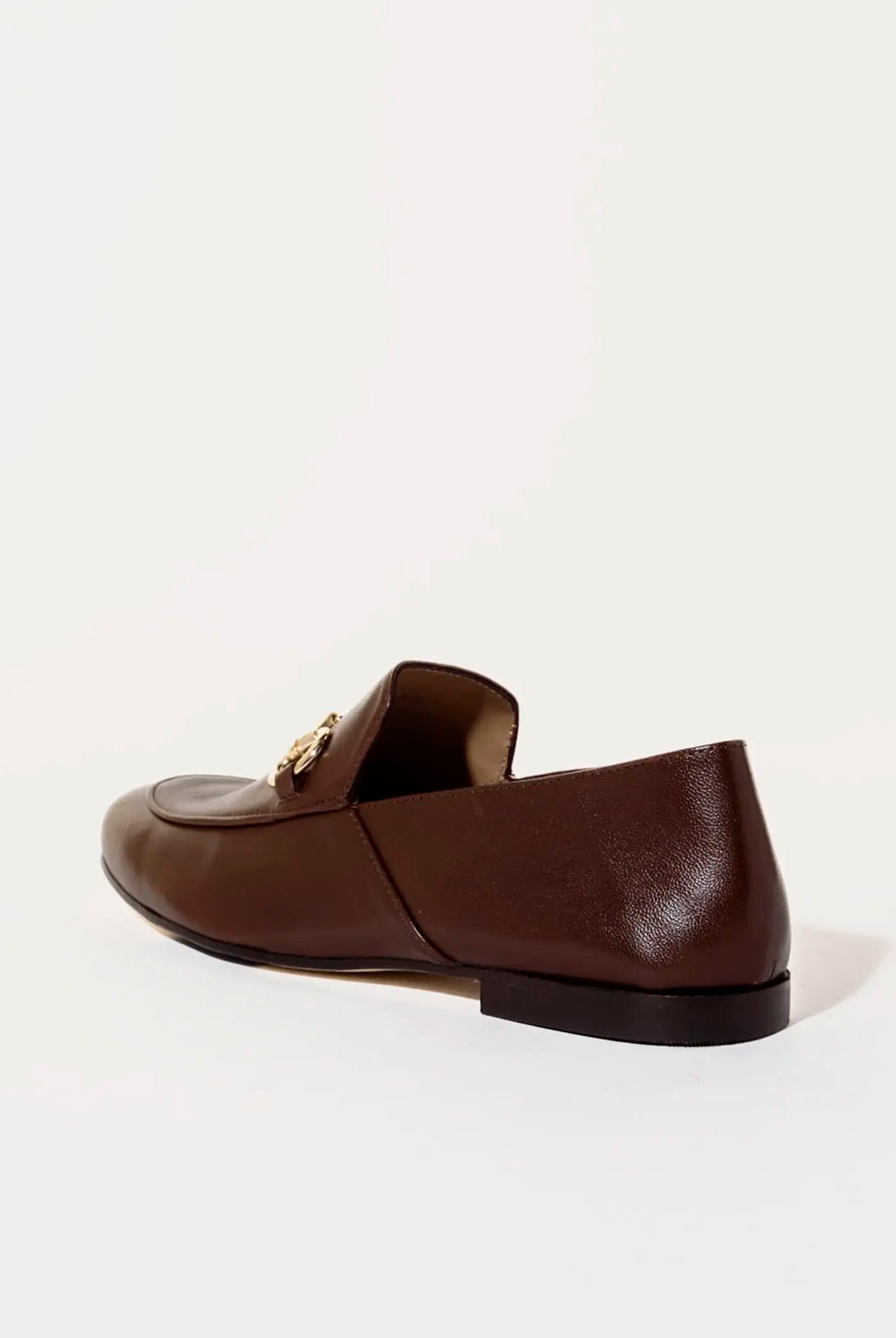 swatch_brown leather loafer with bit flat shoes