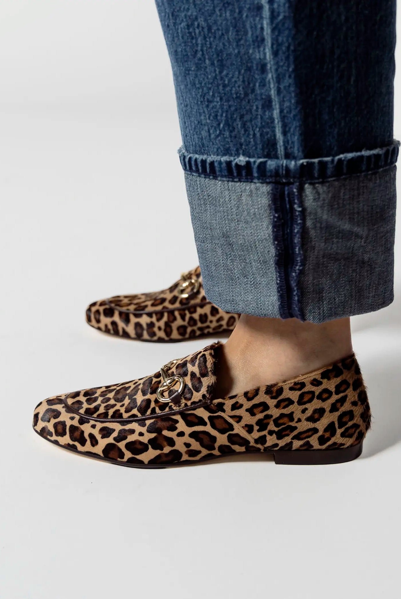 swatch_leopard haircalf loafer with bit flat shoes