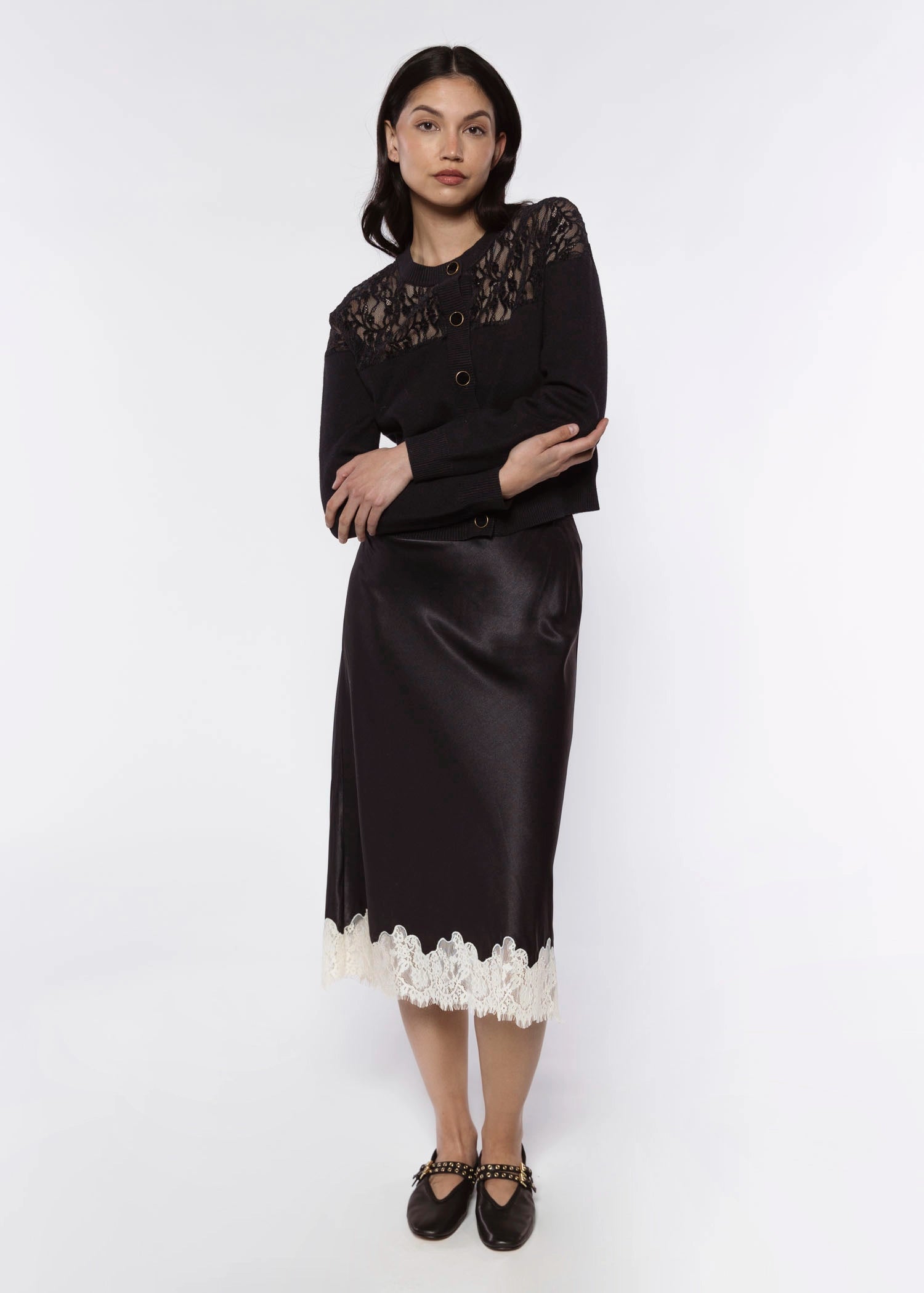 swatch_Black one of a kind satin skirt