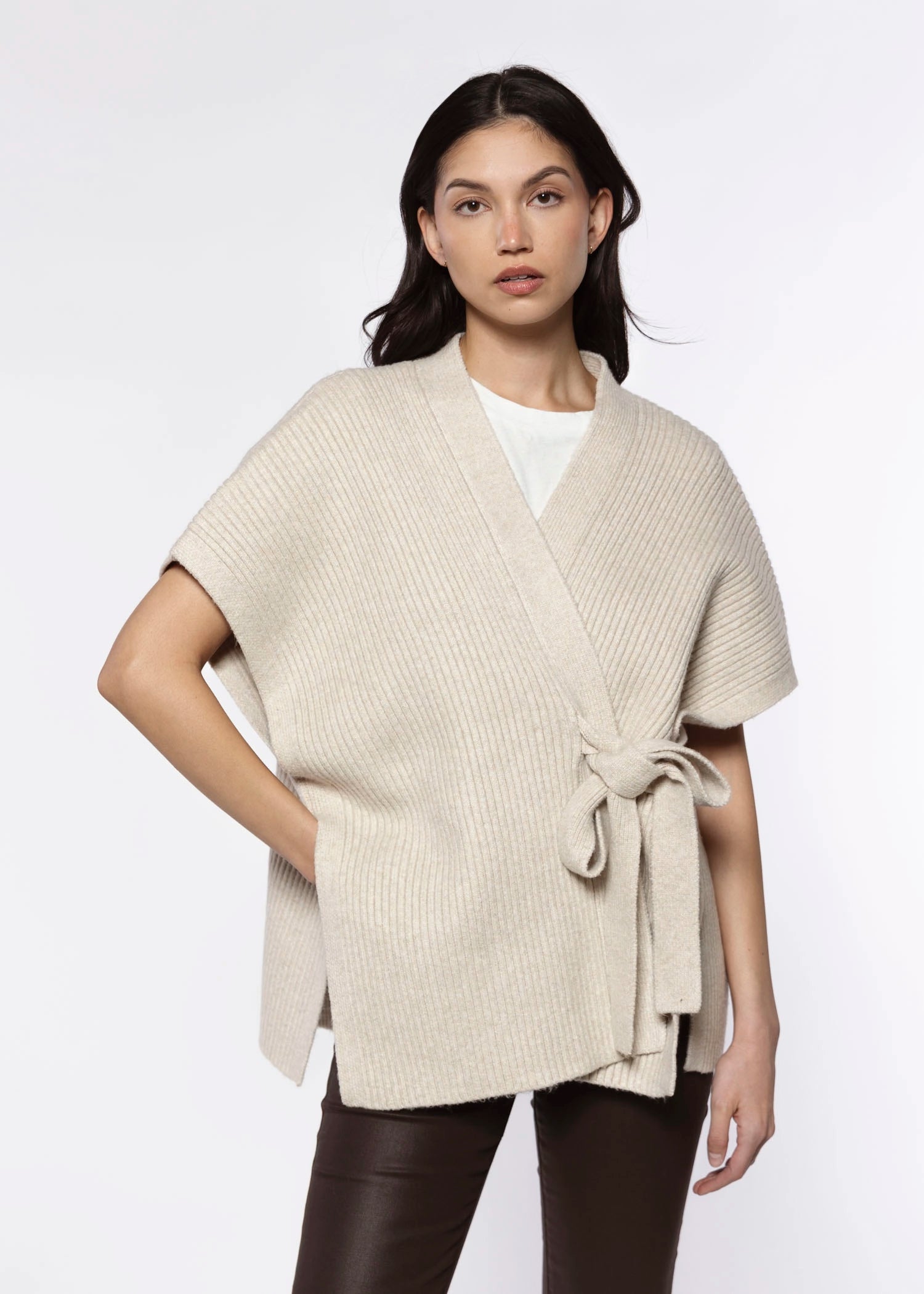 swatch_Cream belted cardigan sweaters